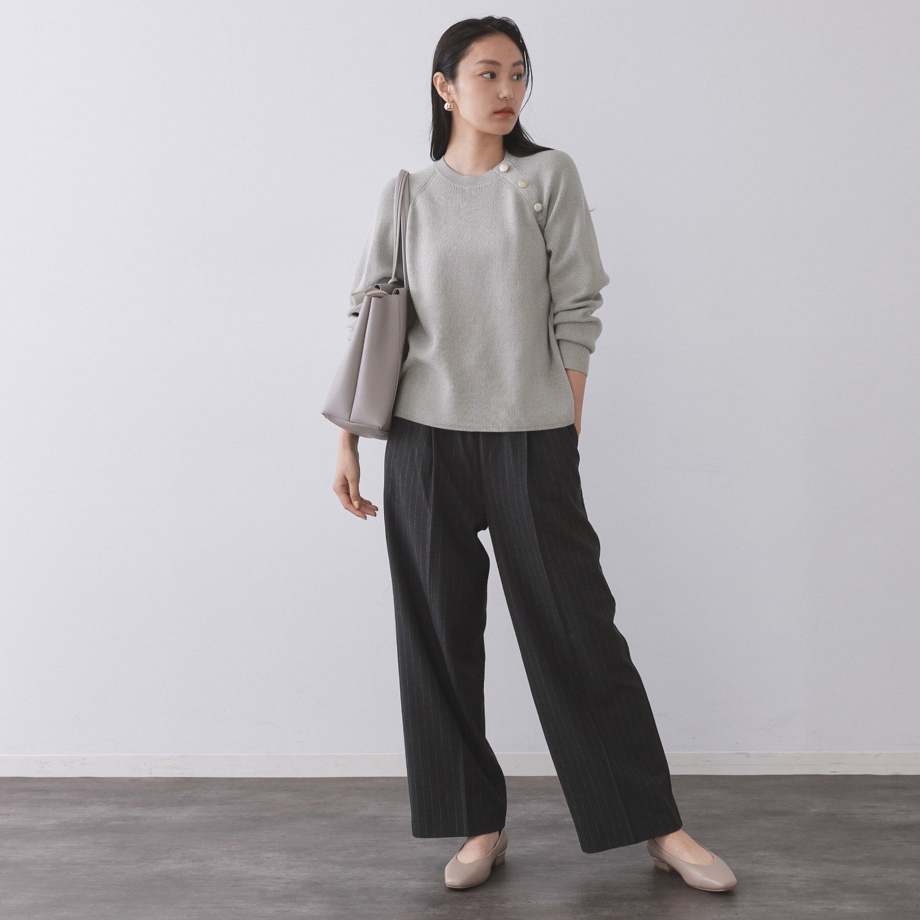 OPAQUE.CLIP「ボタンデザインラメニット【洗濯機OK】」|ニット・セーター|