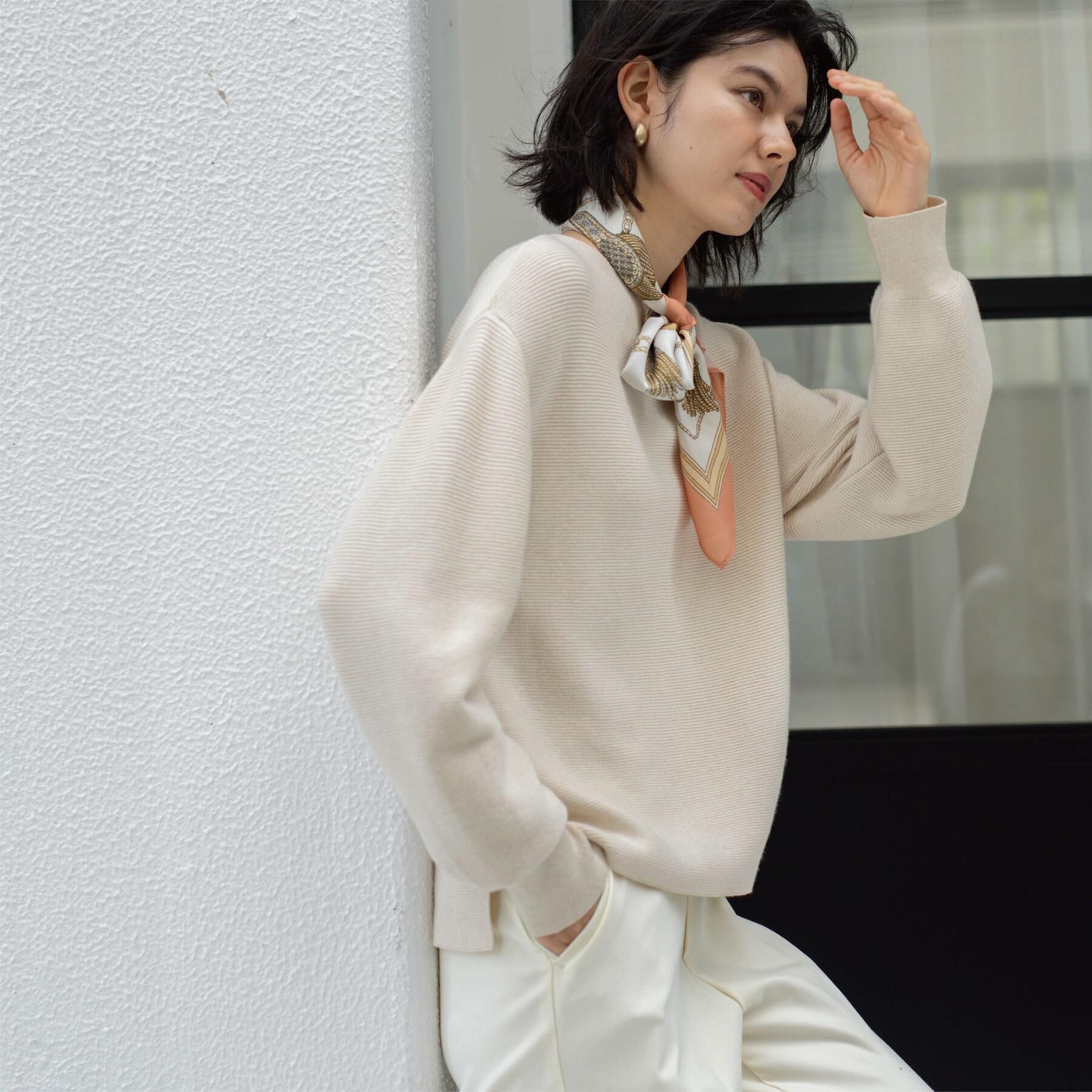 OPAQUE.CLIP「ラメガーターボートネックニット【洗濯機OK】」|ニット・セーター|オフホワイト(603