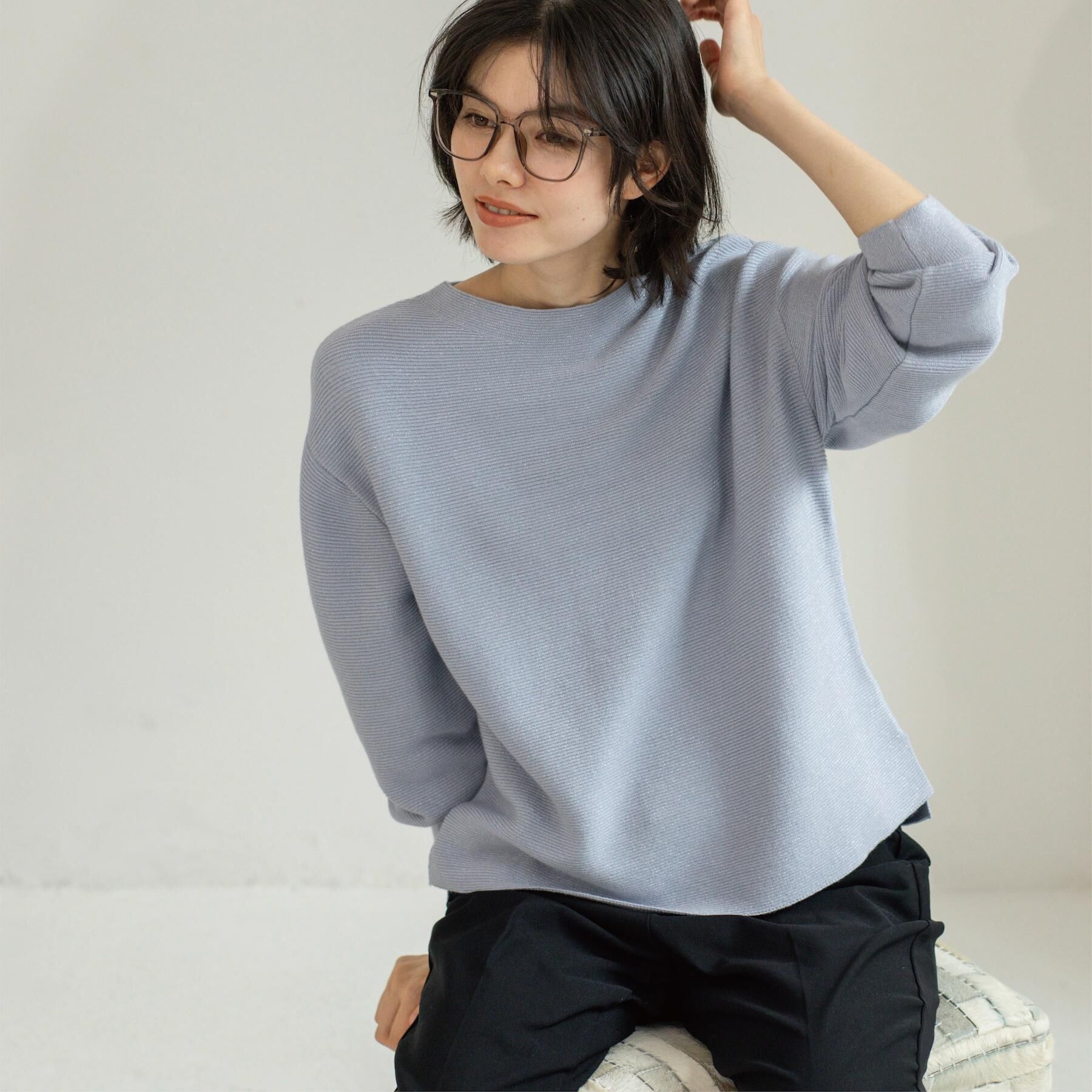 OPAQUE.CLIP「ラメガーターボートネックニット【洗濯機OK】」|ニット・セーター|