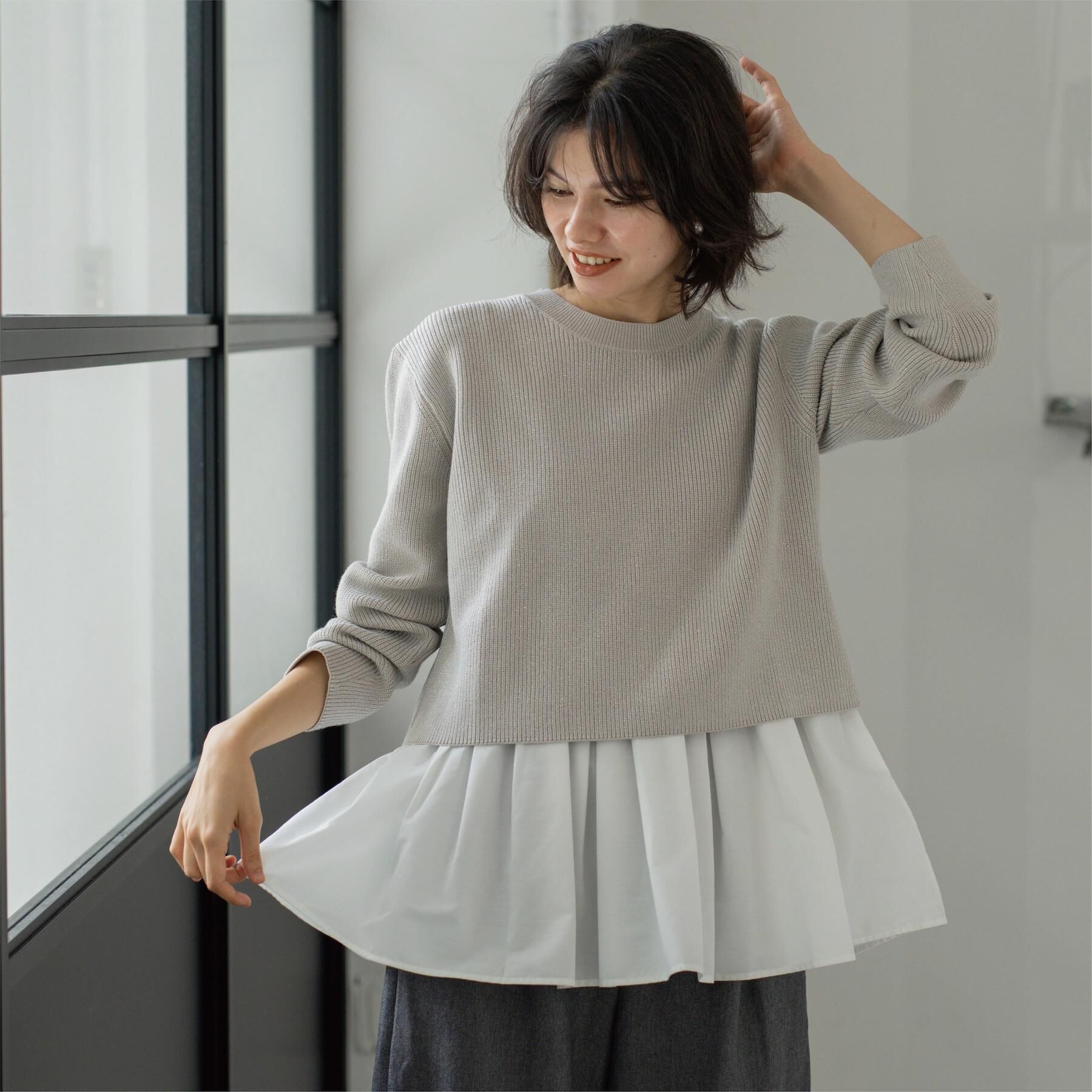 OPAQUE.CLIP「《ツインセット》ショートラメニット&times;フレアタンクトップ【洗濯機OK】」|その他|