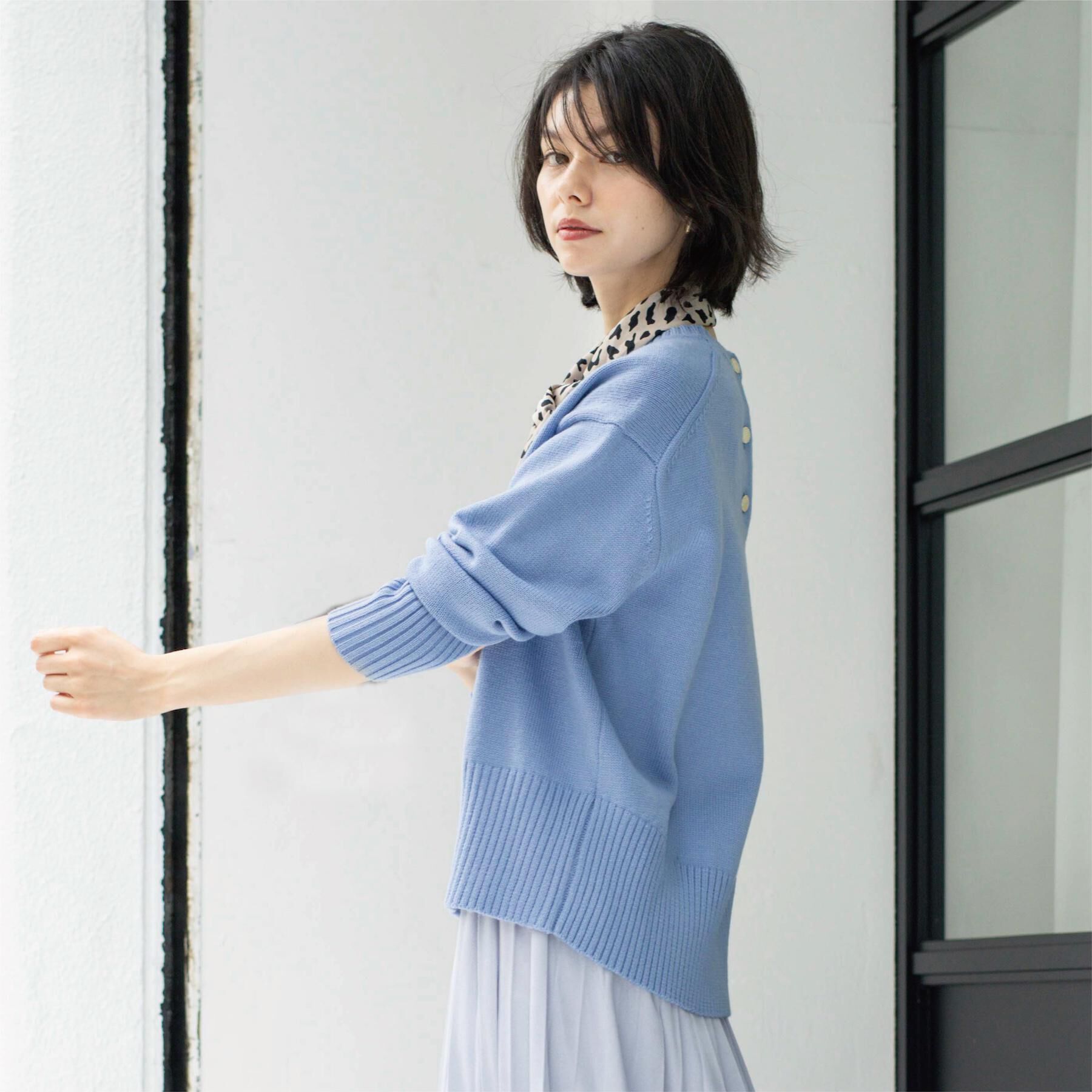 OPAQUE.CLIP「バックボタンリラクシーニット【洗濯機OK】」|ニット・セーター|