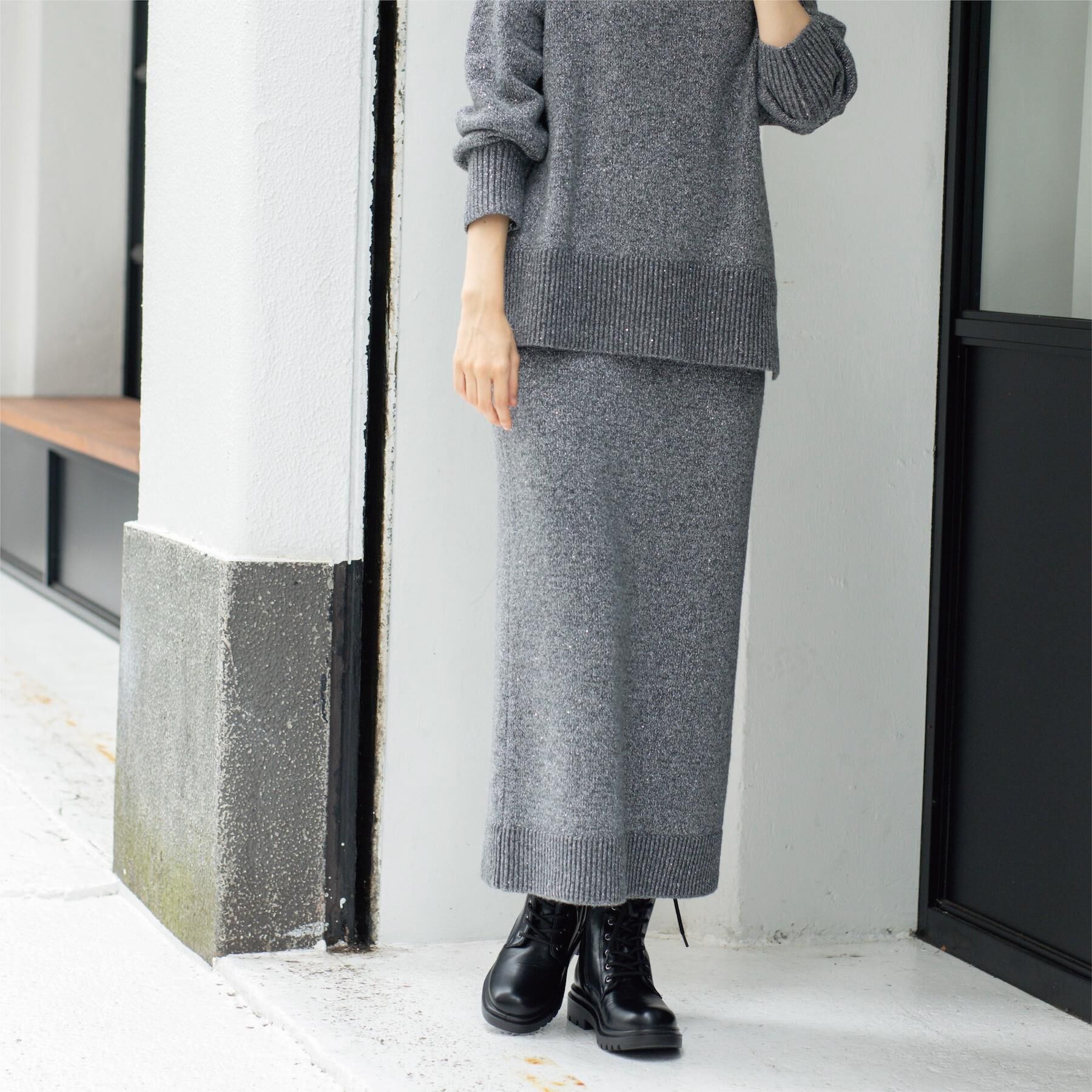 OPAQUE.CLIP「ラメスパンコールナロースカート/セットアップ対応可【洗濯機OK】」|スカート|