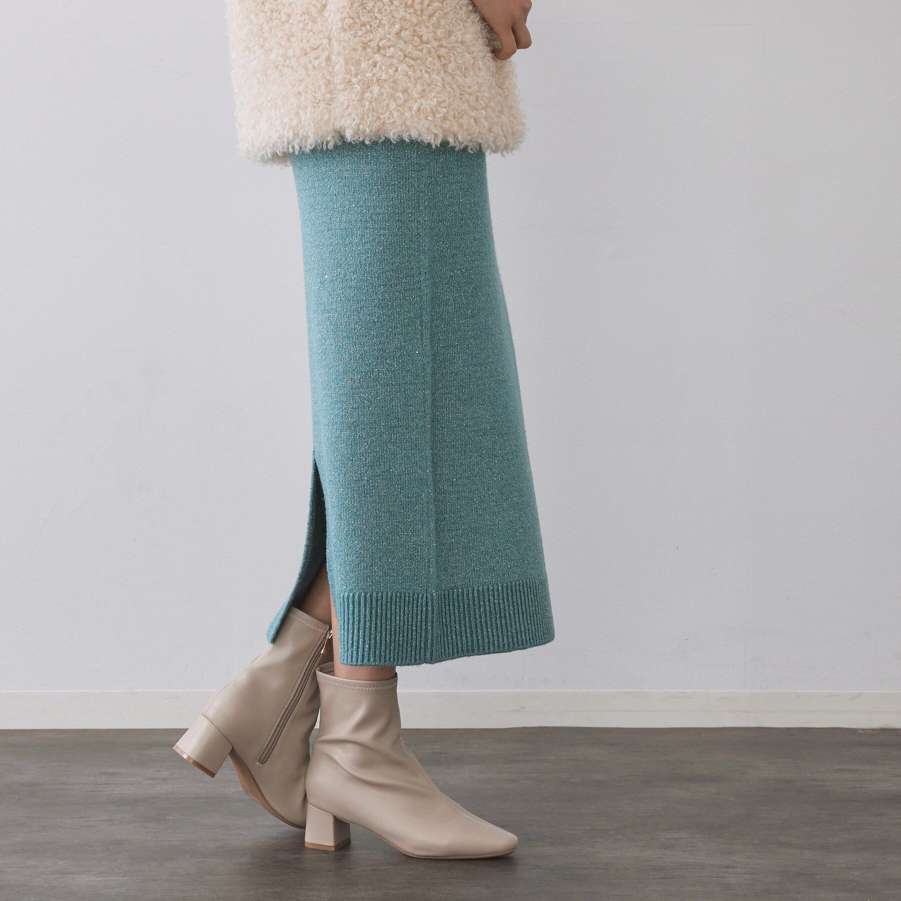 OPAQUE.CLIP「ラメスパンコールナロースカート/セットアップ対応可【洗濯機OK】」|スカート|