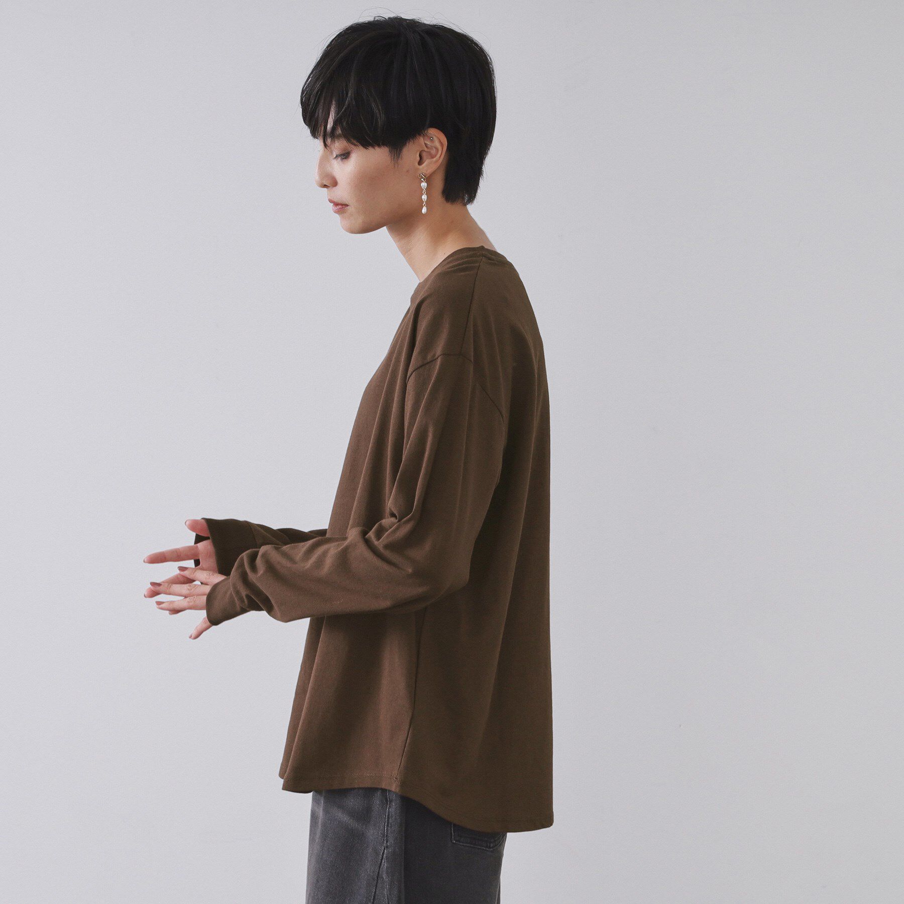 OPAQUE.CLIP「リラクシーロングTシャツ【洗濯機OK】」|Tシャツ・カットソー|