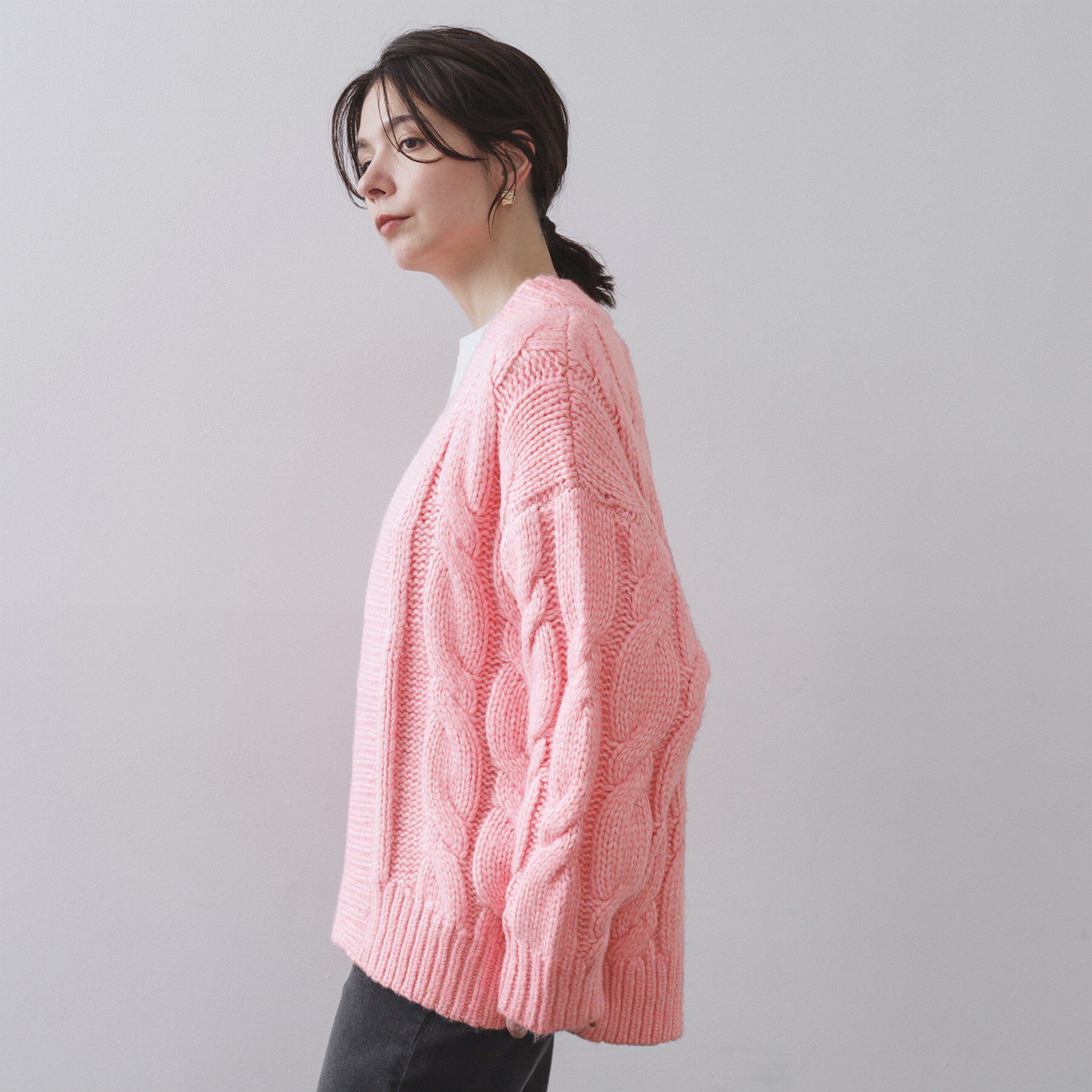 OPAQUE.CLIP「ケーブルローゲージニットカーディガン【洗濯機OK】」|カーディガン|