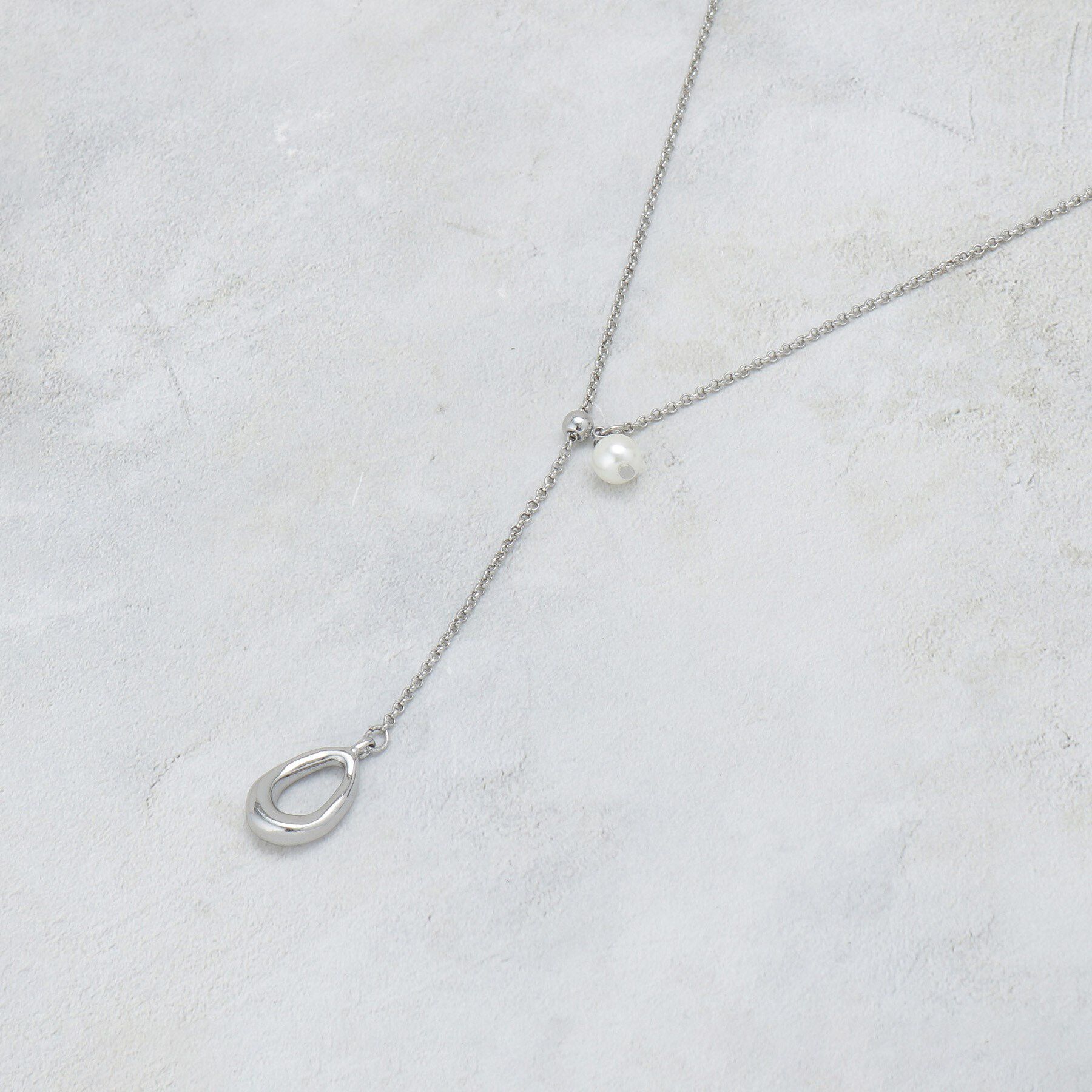 OPAQUE.CLIP「【2WAY】Y字パール調ネックレス」|ネックレス|シルバー(006)