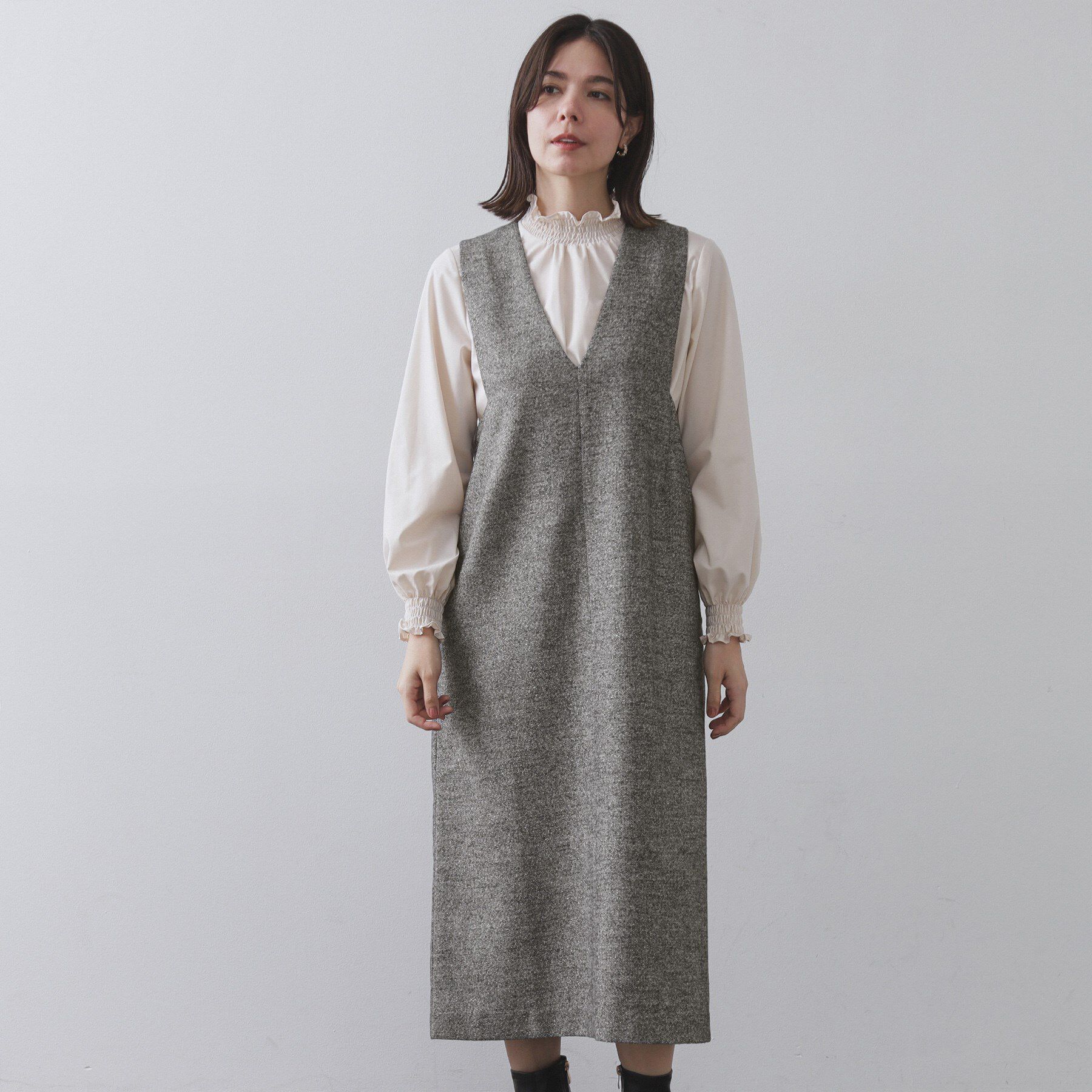 OPAQUE.CLIP「ラメツイードジャンスカ【洗濯機OK】」|ワンピース|