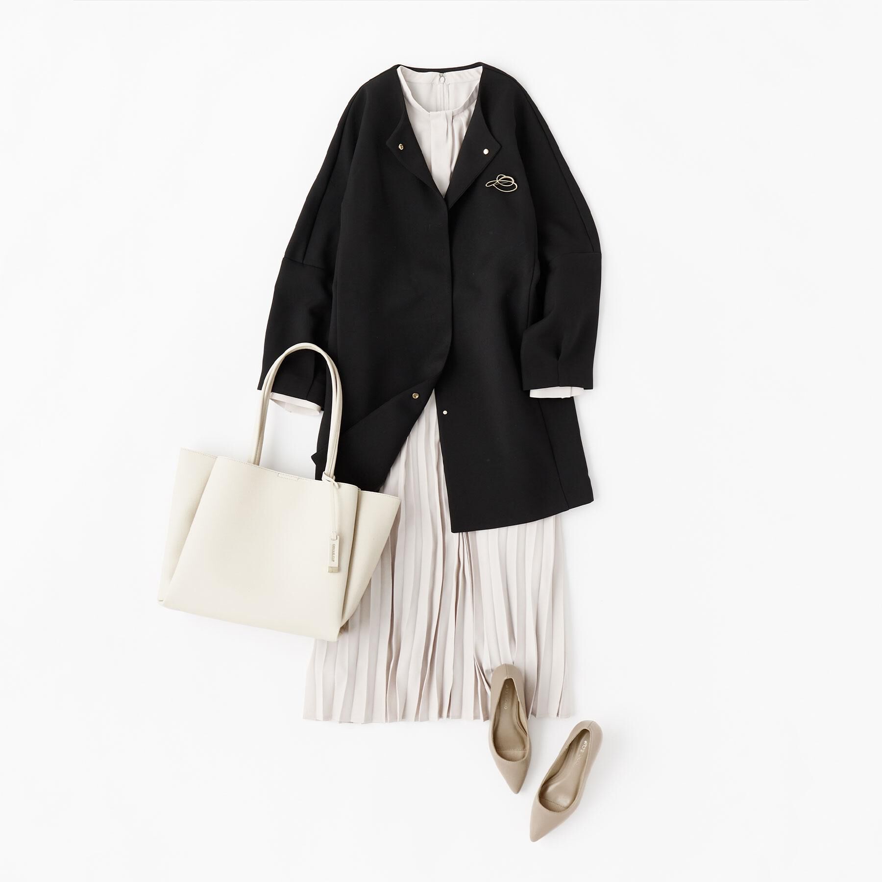 OPAQUE.CLIP「フォルムスリーブミドルコート【洗濯機OK】」|ノーカラーコート|