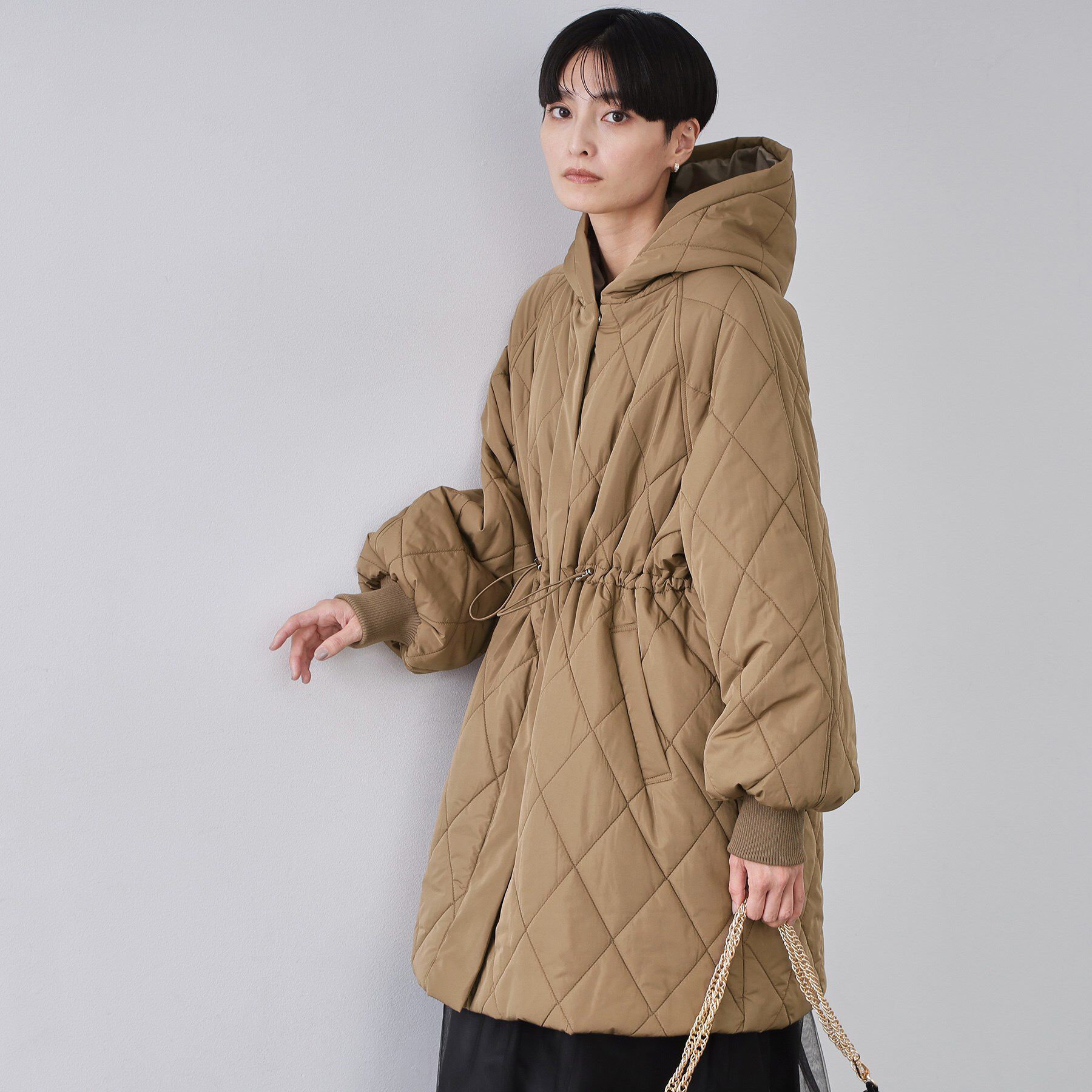 OPAQUE.CLIP「撥水キルティングロングコート【洗える】」|ダウン|モカブラウン(042