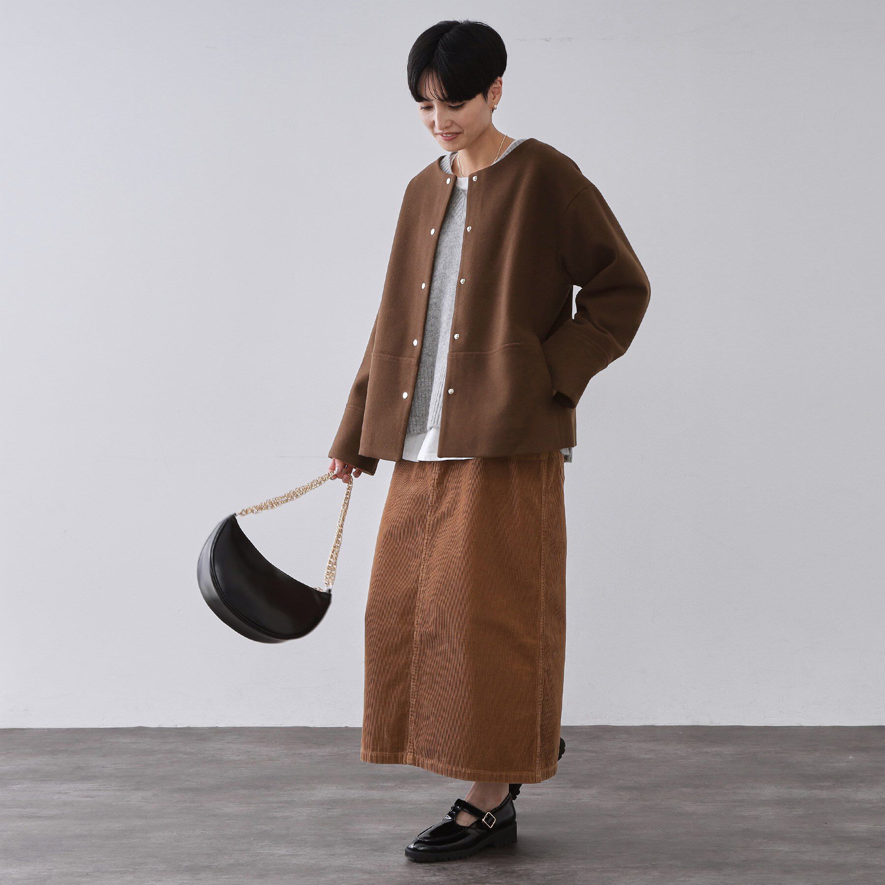 OPAQUE.CLIP「ウールライクメルトン ノーカラーコート【洗濯機OK】」|ノーカラーコート|