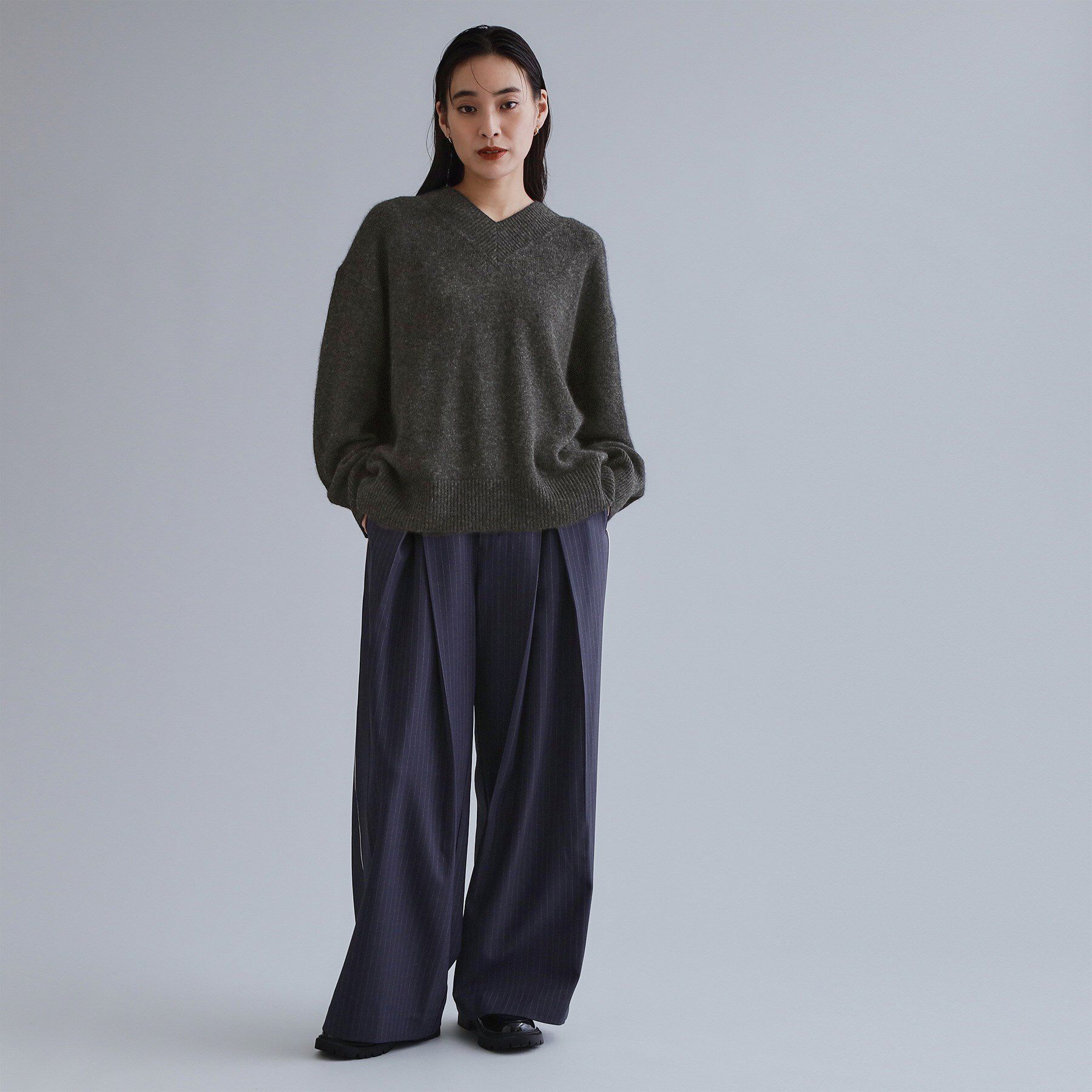 OPAQUE.CLIP「【es】フラッフィーウールVネックニット【洗濯機OK】」|ニット・セーター|