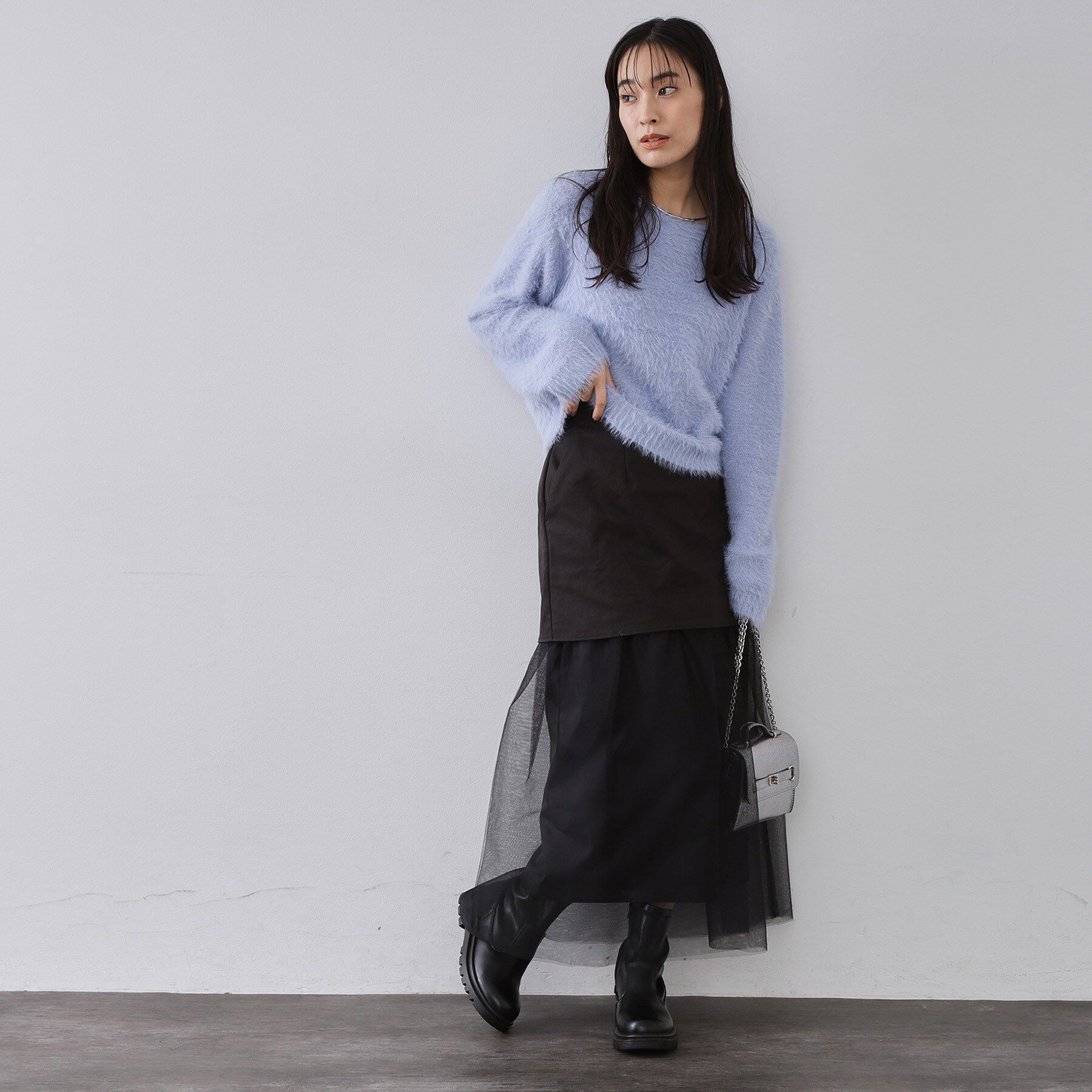 OPAQUE.CLIP「チュールドッキングデザインスカート【洗濯機OK】」|スカート|