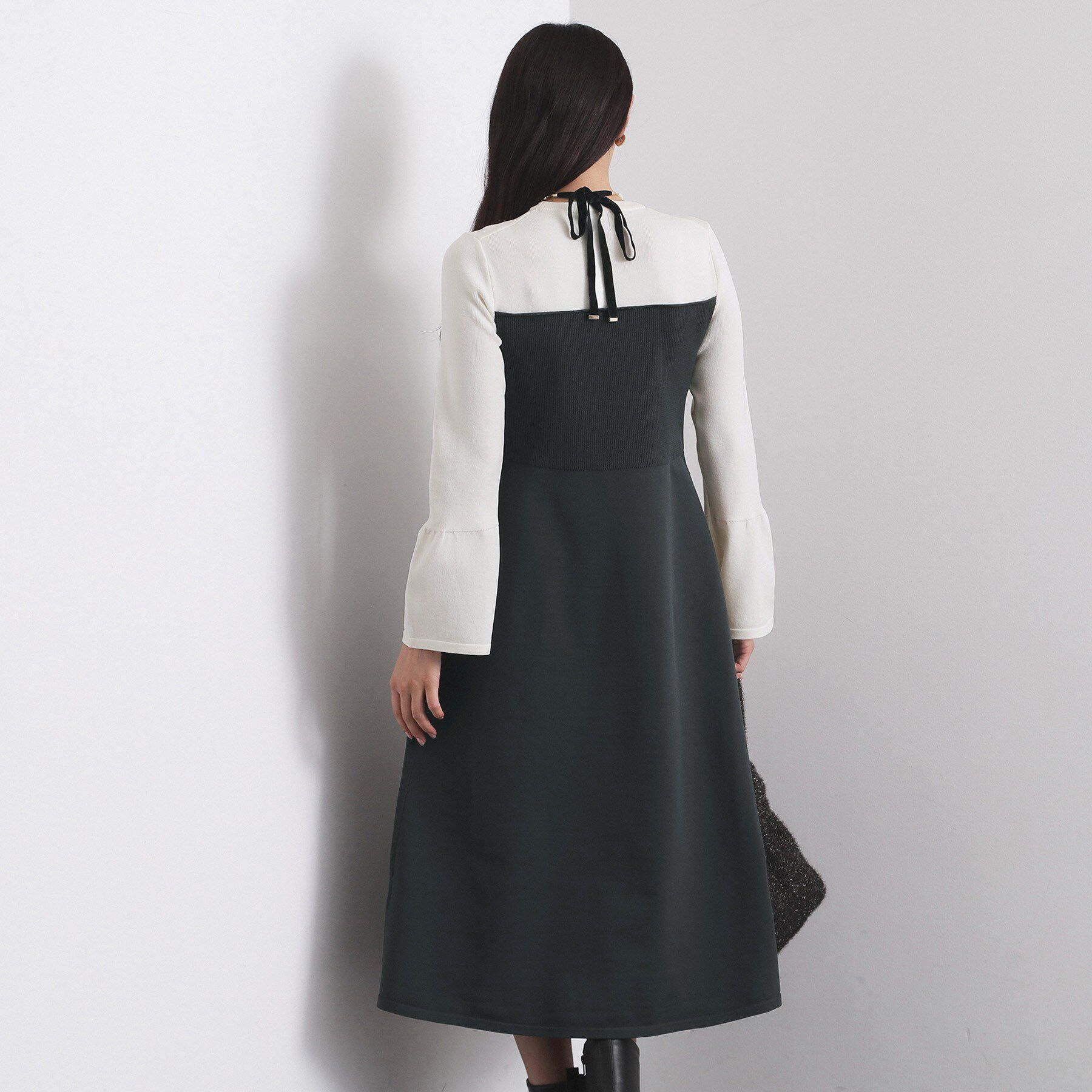 OPAQUE.CLIP「配色ビスチェニットワンピース【洗濯機OK】」|ワンピース|