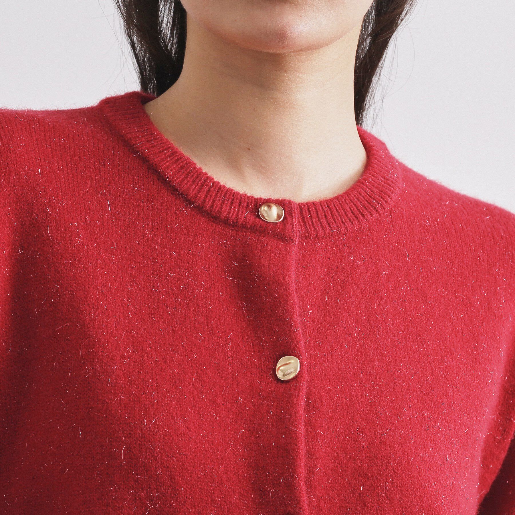 OPAQUE.CLIP「金ボタンラメニットカーディガン【洗濯機OK】」|カーディガン|