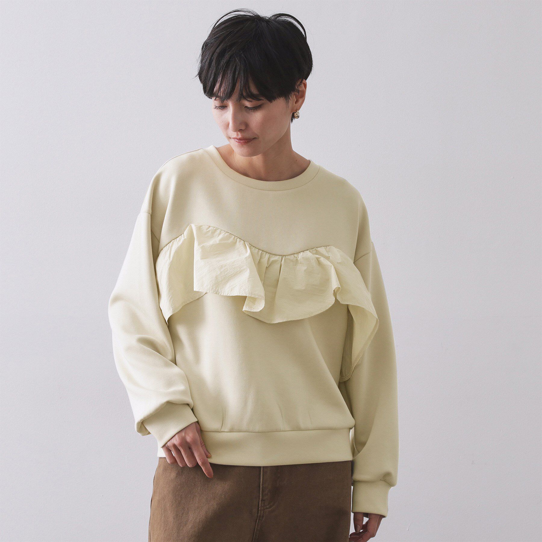 OPAQUE.CLIP「フリルドッキングトップス【洗濯機OK】」|Tシャツ・カットソー|