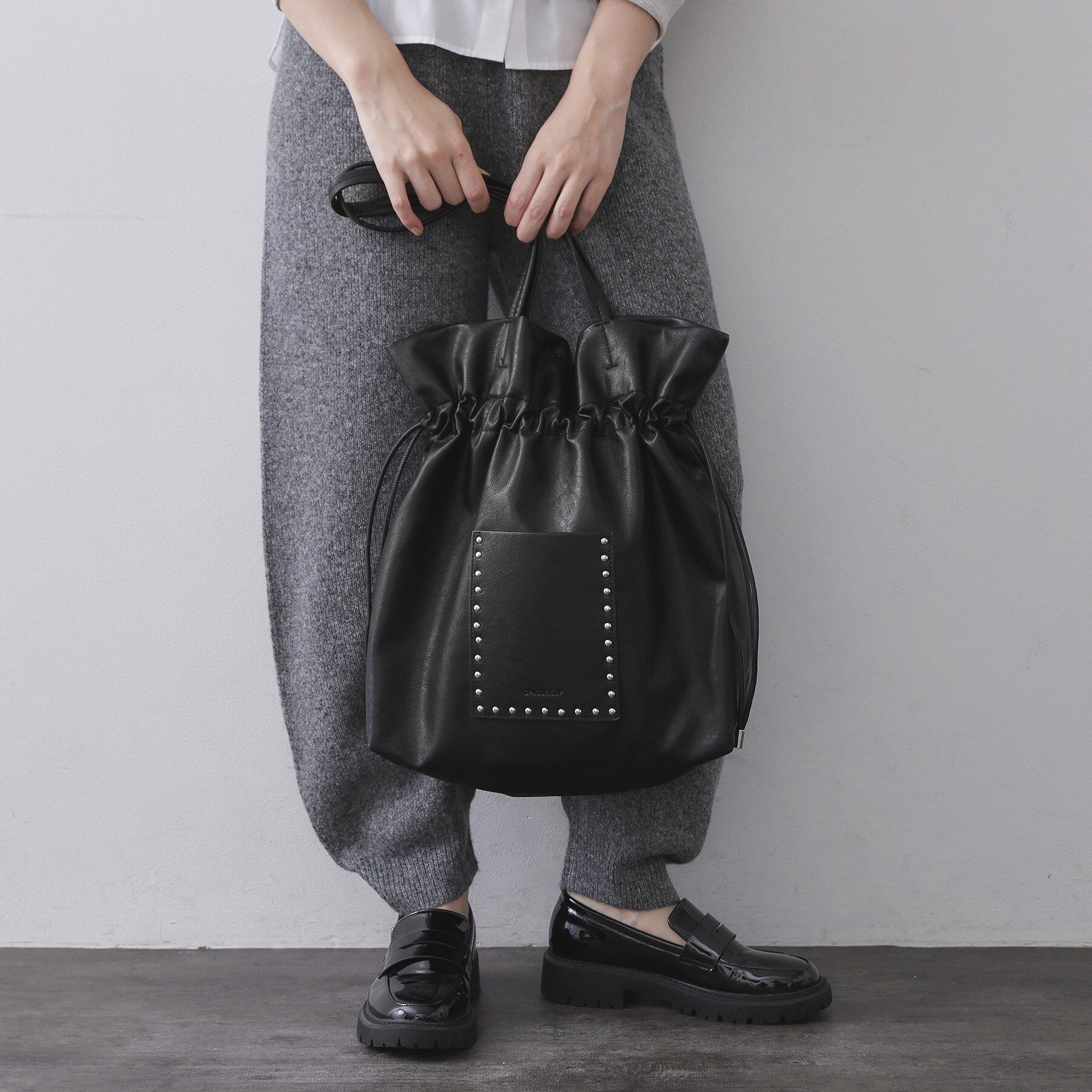 OPAQUE.CLIP「素材アソートドロストデザイン巾着トートバッグ【A4サイズ対応】」|トートバッグ|