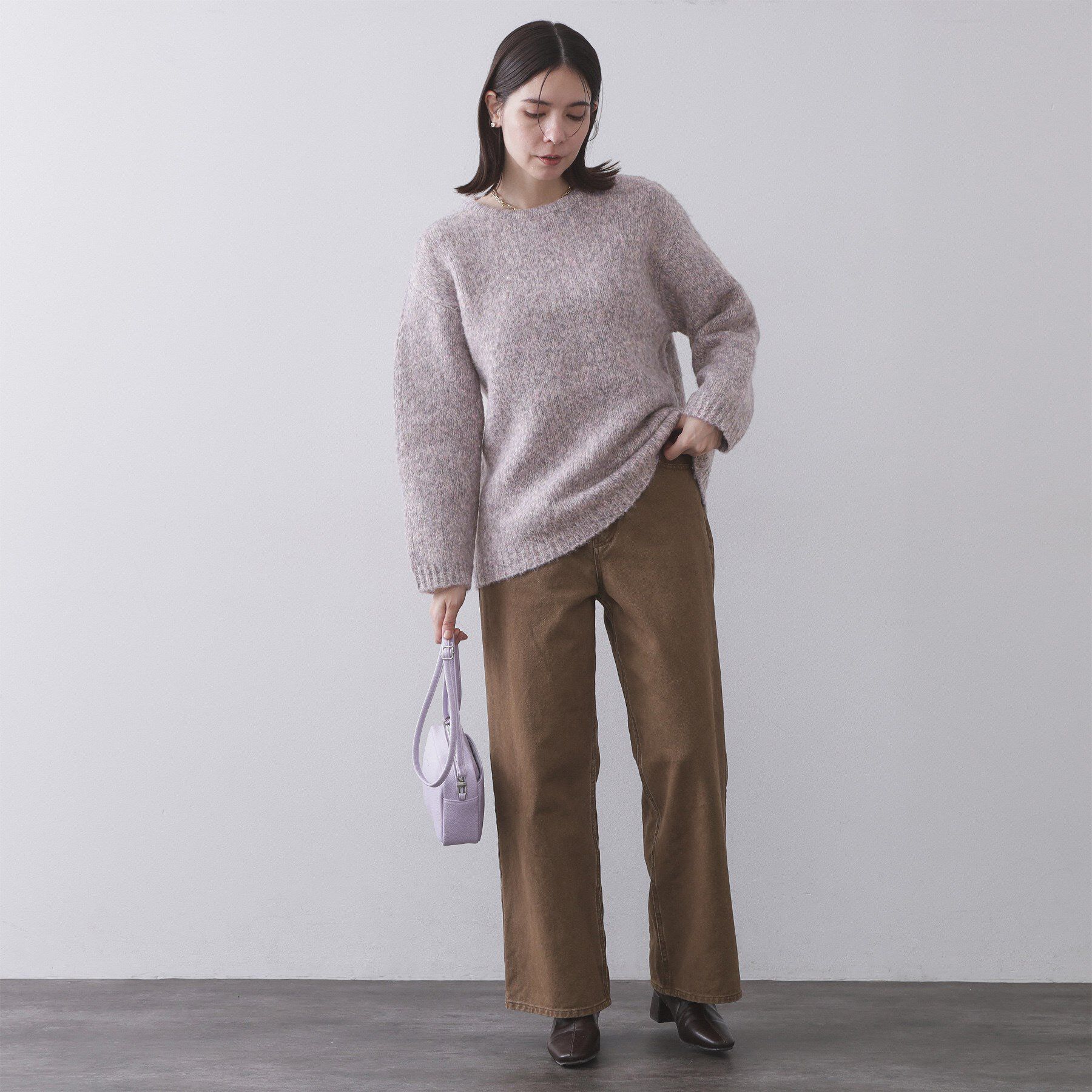 OPAQUE.CLIP「カラーMIXリラクシーミドルゲージニット【洗濯機OK】」|ニット・セーター|