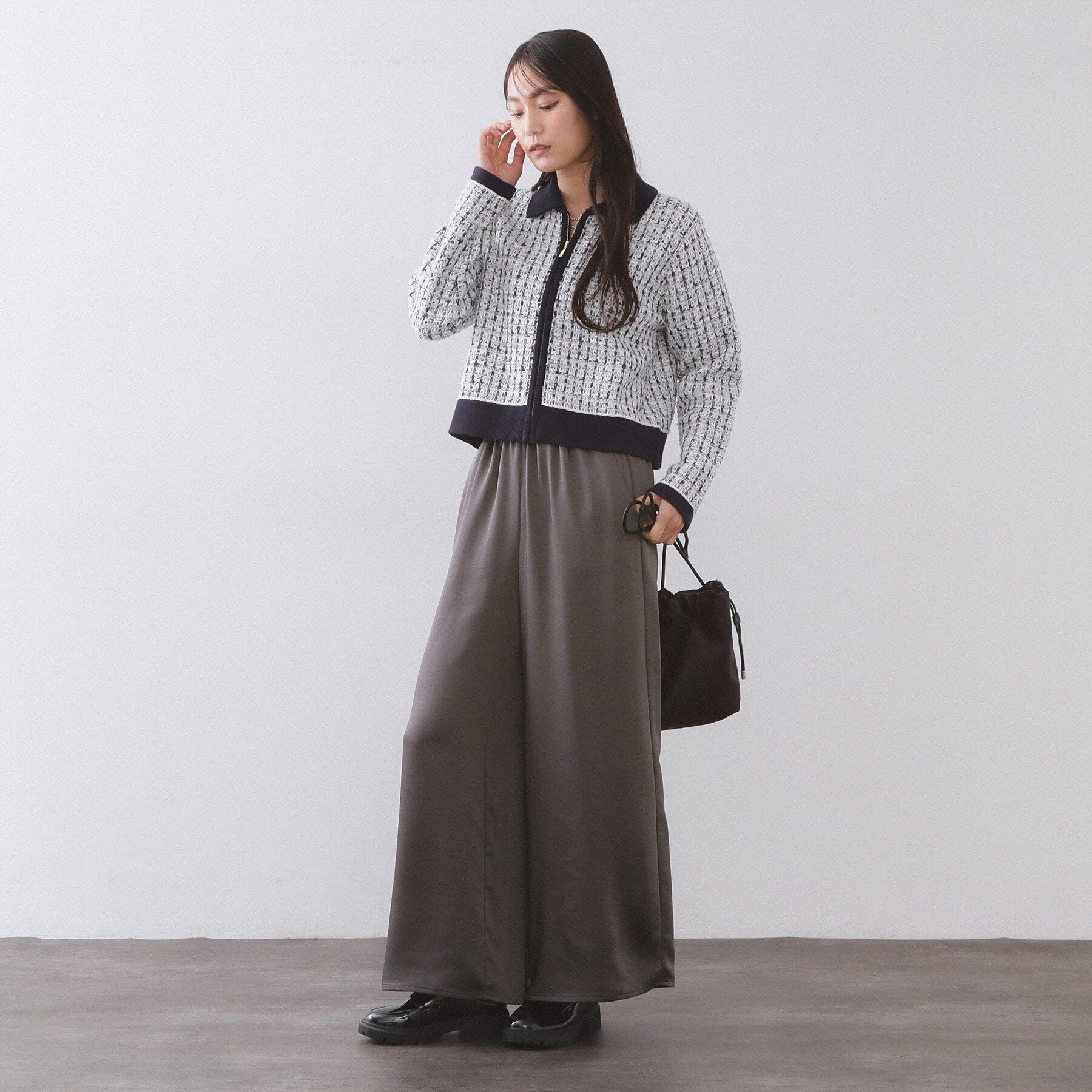 OPAQUE.CLIP「サテンイージーワイドパンツ【洗濯機OK】」|その他|