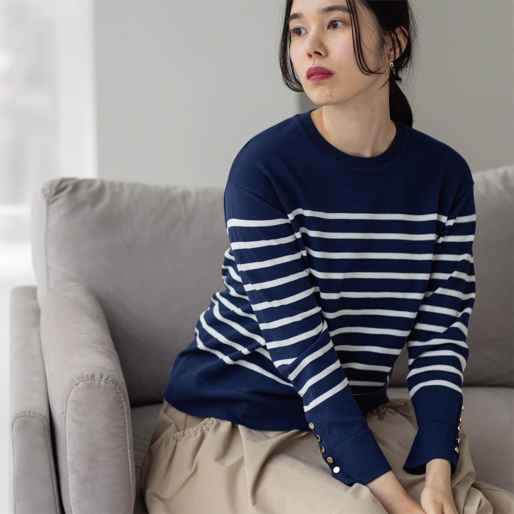 OPAQUE.CLIP「金ボタン使いリラクシーニット【洗濯機OK】」|ニット・セーター|