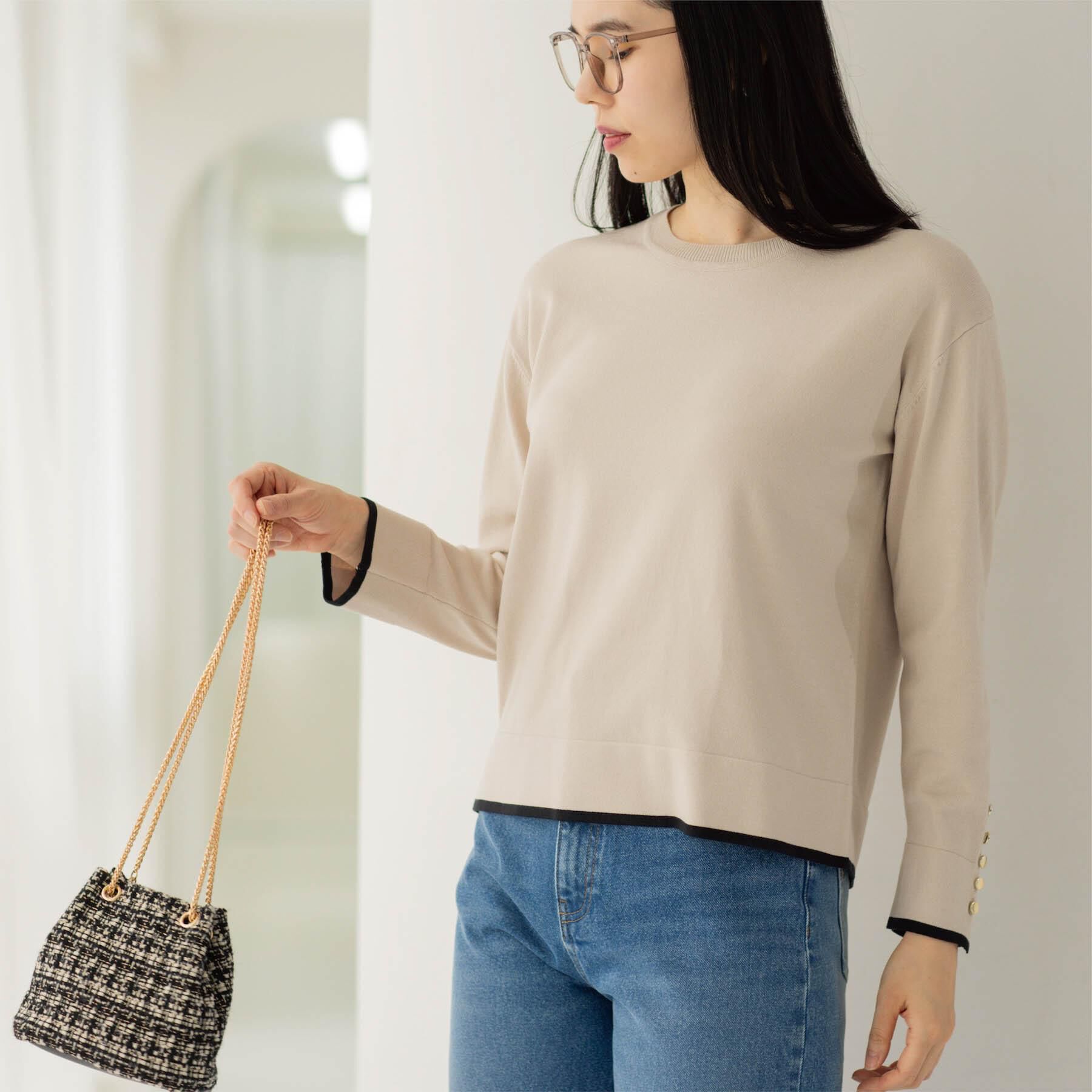 OPAQUE.CLIP「金ボタン使いリラクシーニット【洗濯機OK】」|ニット・セーター|