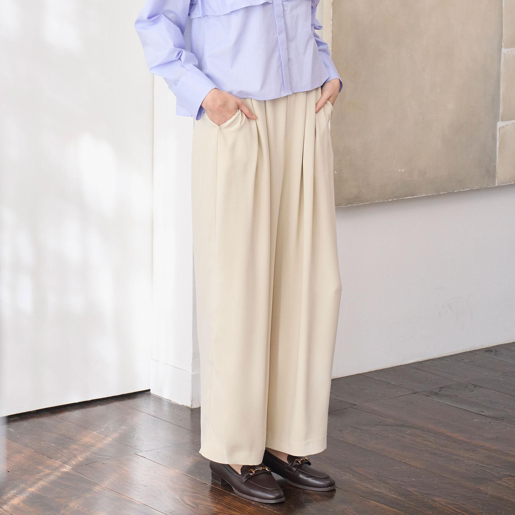 OPAQUE.CLIP「タックイージーワイドパンツ【洗濯機OK】」|その他|ライトベージュ(05