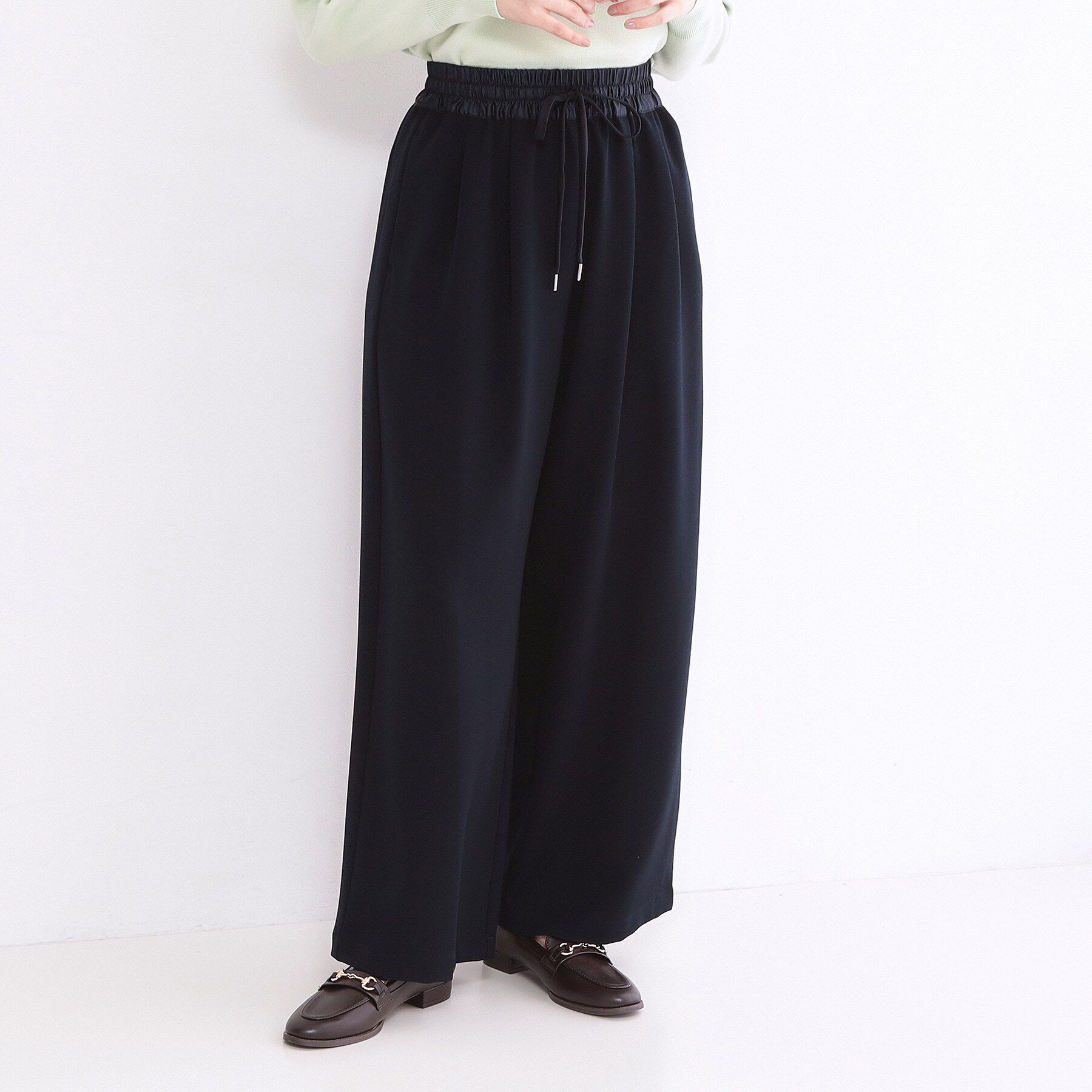 OPAQUE.CLIP「ウエストサテンイージータックワイドパンツ【洗濯機OK】」|その他|ネイビー(094)