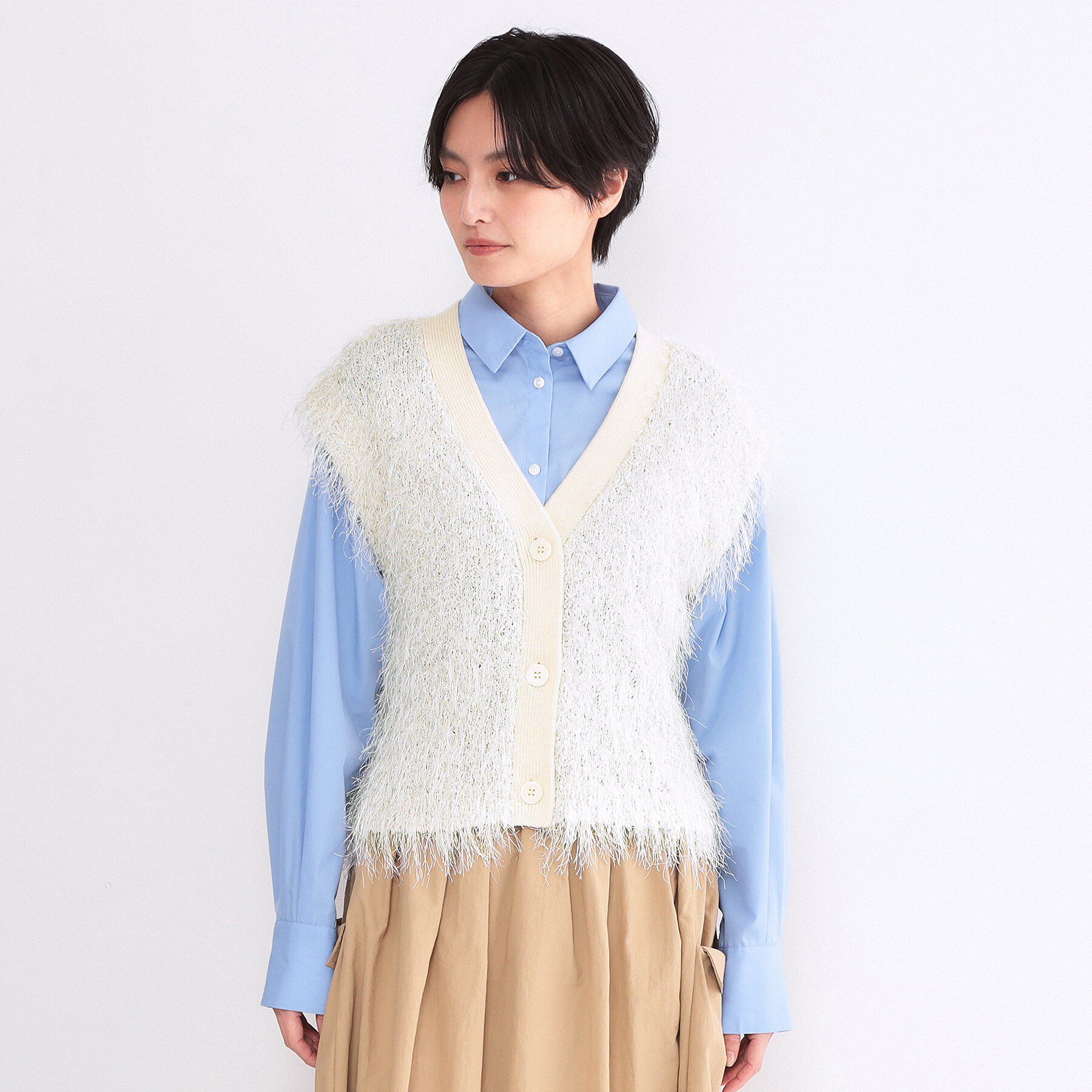 OPAQUE.CLIP「フリンジニットベスト【洗濯機OK】」|ニット・セーター|