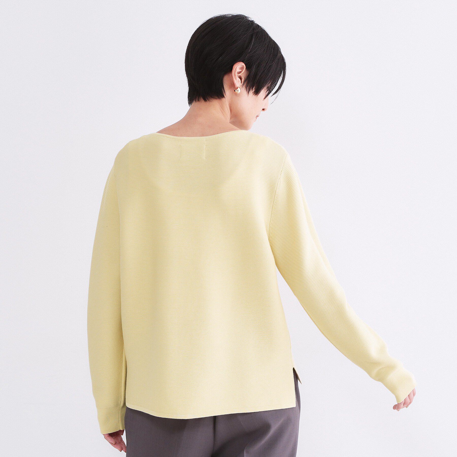 OPAQUE.CLIP「ボートネックガーターニット/オーガニックコットン混【洗濯機OK/UVケア】《6col》」|ニット・セーター|