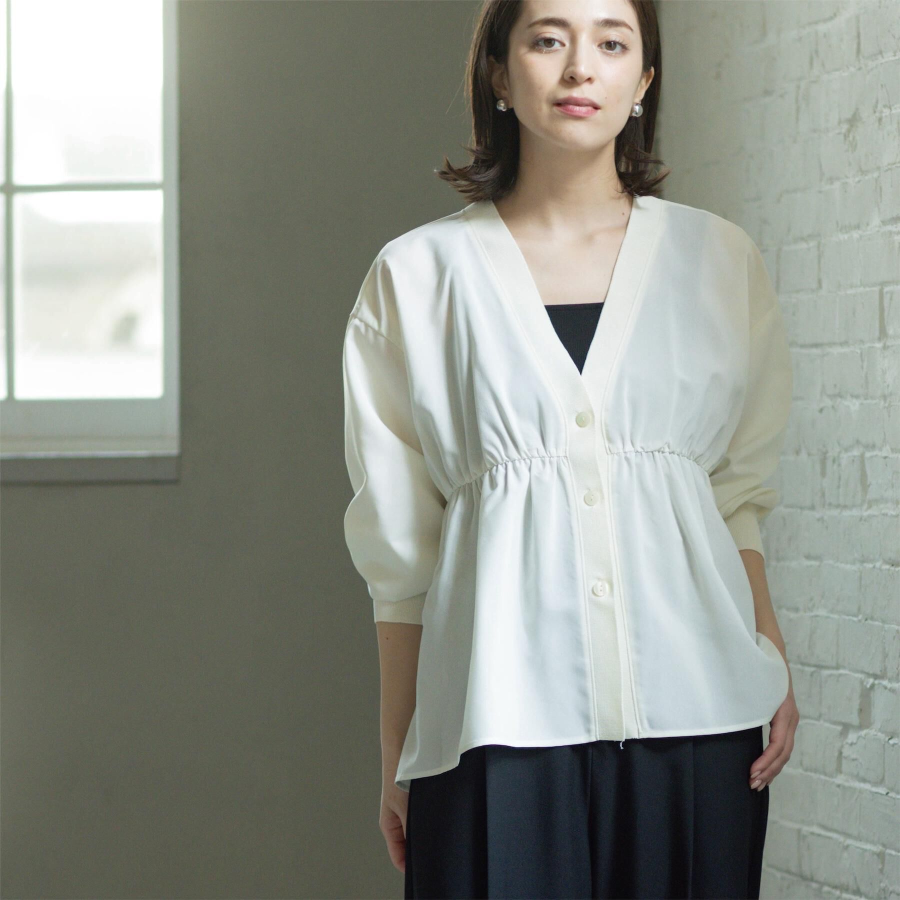 OPAQUE.CLIP「ブラウス風Vネックカーディガン【洗濯機OK】」|カーディガン|