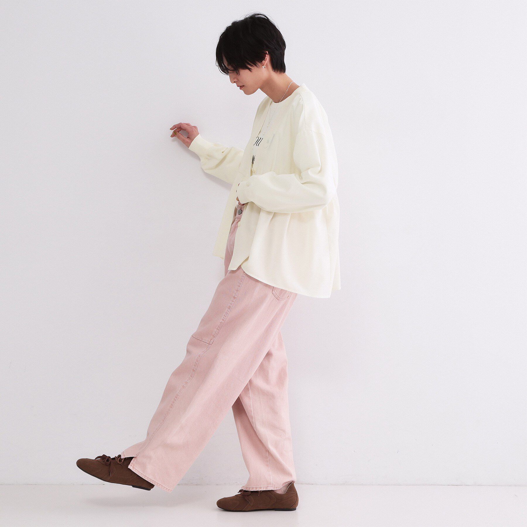 OPAQUE.CLIP「ブラウス風Vネックカーディガン【洗濯機OK】」|カーディガン|