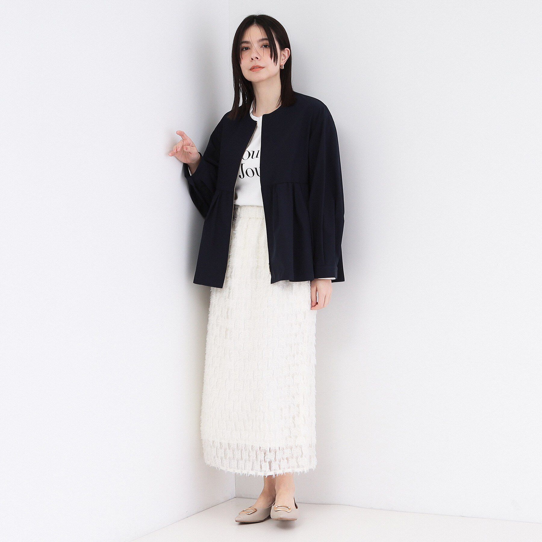 OPAQUE.CLIP「撥水ノーカラーペプラムブルゾン【洗濯機OK/抗ピル】」|ブルゾン・スタジャン|