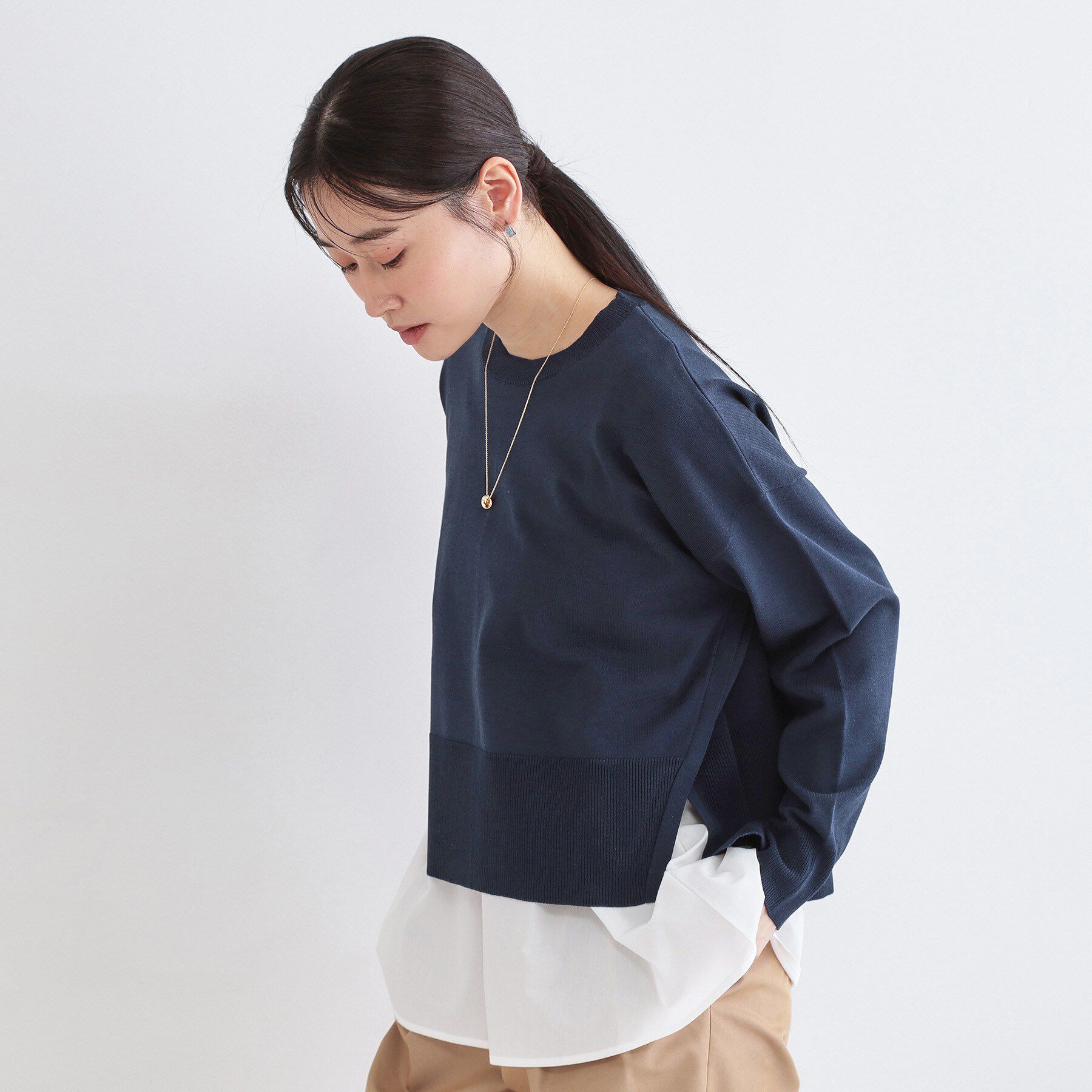 OPAQUE.CLIP「《ツインセット》ワイドニット&times;裾フレアタンクトップ【洗濯機OK】」|ニット・セーター|