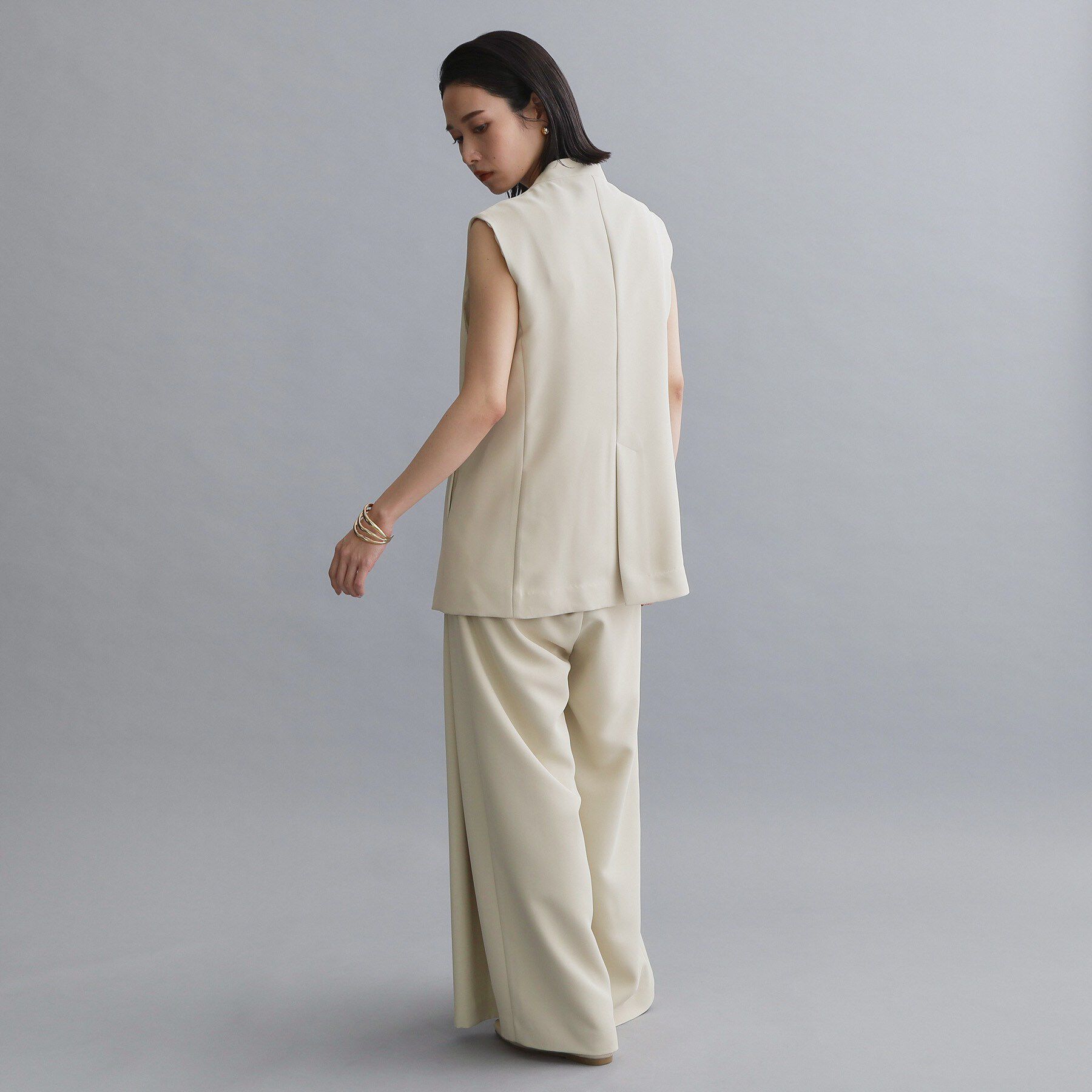 OPAQUE.CLIP「【es】ダブルブレストノーカラージレ/セットアップ対応可【洗える】」|ベスト・ジレ|