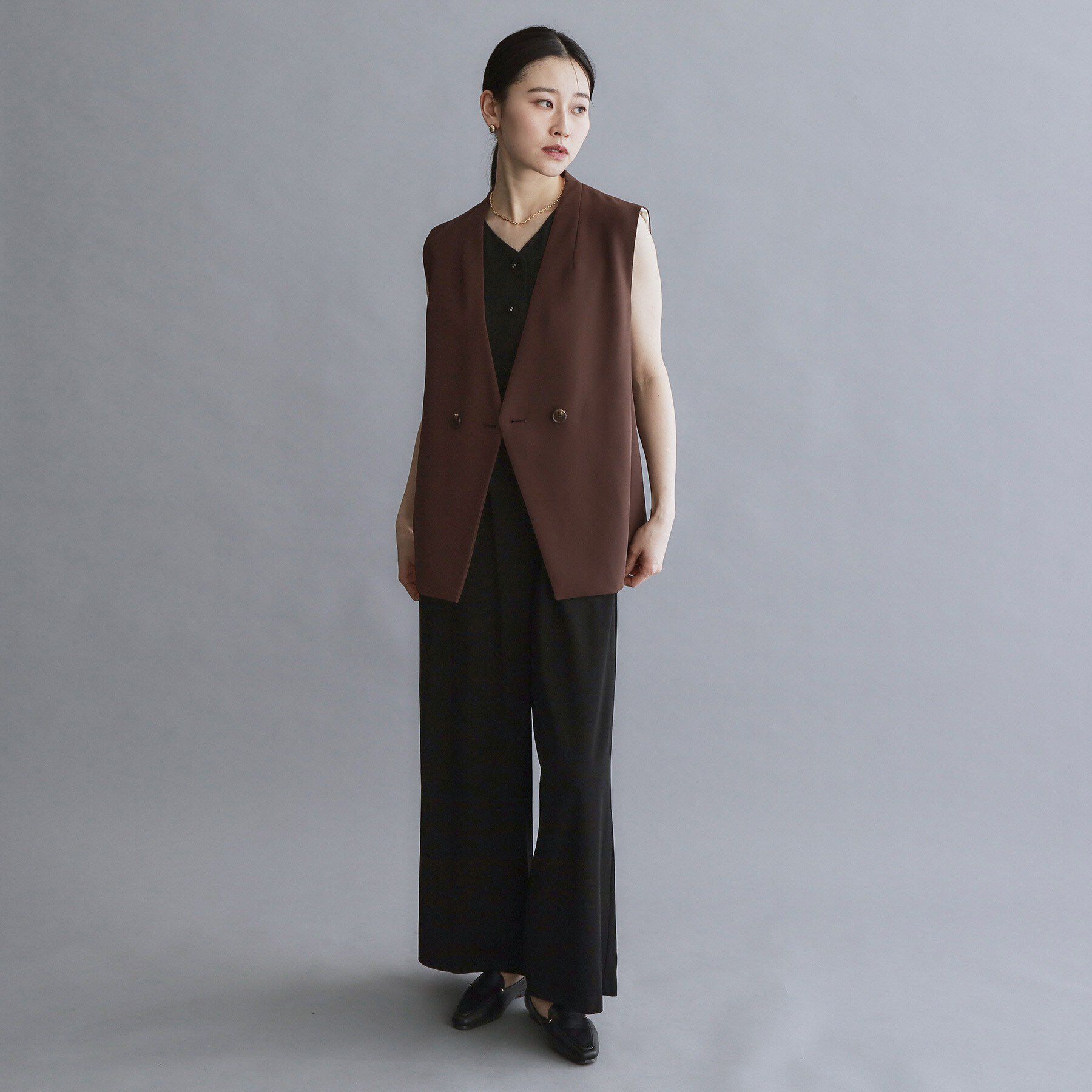 OPAQUE.CLIP「【es】ダブルブレストノーカラージレ/セットアップ対応可【洗える】」|ベスト・ジレ|