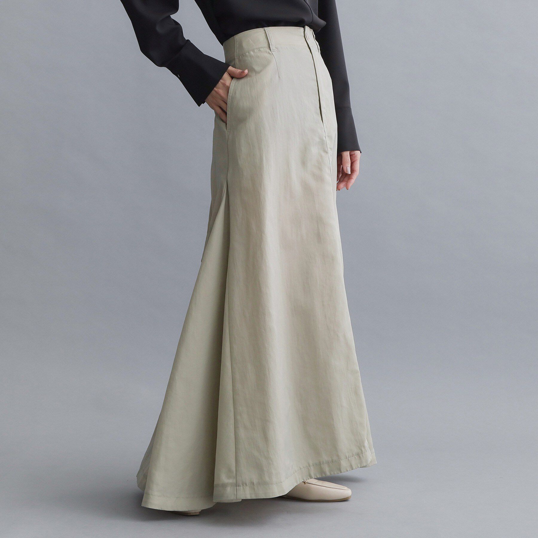 OPAQUE.CLIP「【es】サーキュラーロングフレアスカート【洗濯機OK】」|スカート|
