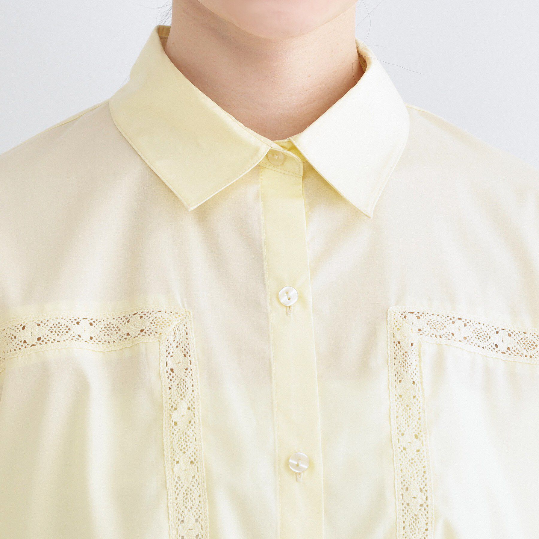 OPAQUE.CLIP「レーストリミングシャツ【洗濯機OK】」|シャツ・ブラウス|