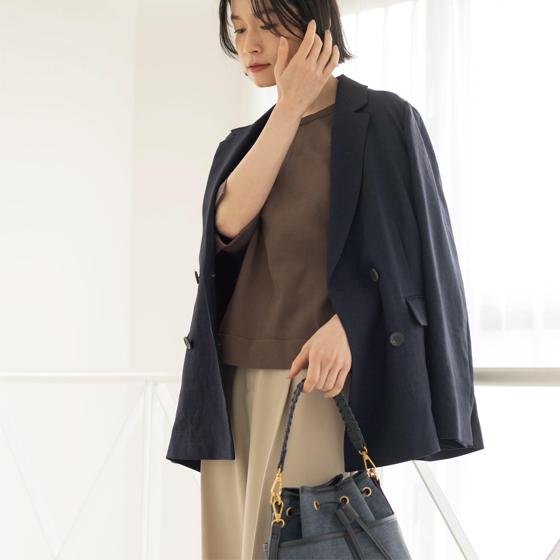 OPAQUE.CLIP「ダブルブレストジャケット【洗える/UVケア/防シワ加工/接触冷感】」|テーラードジャケット|