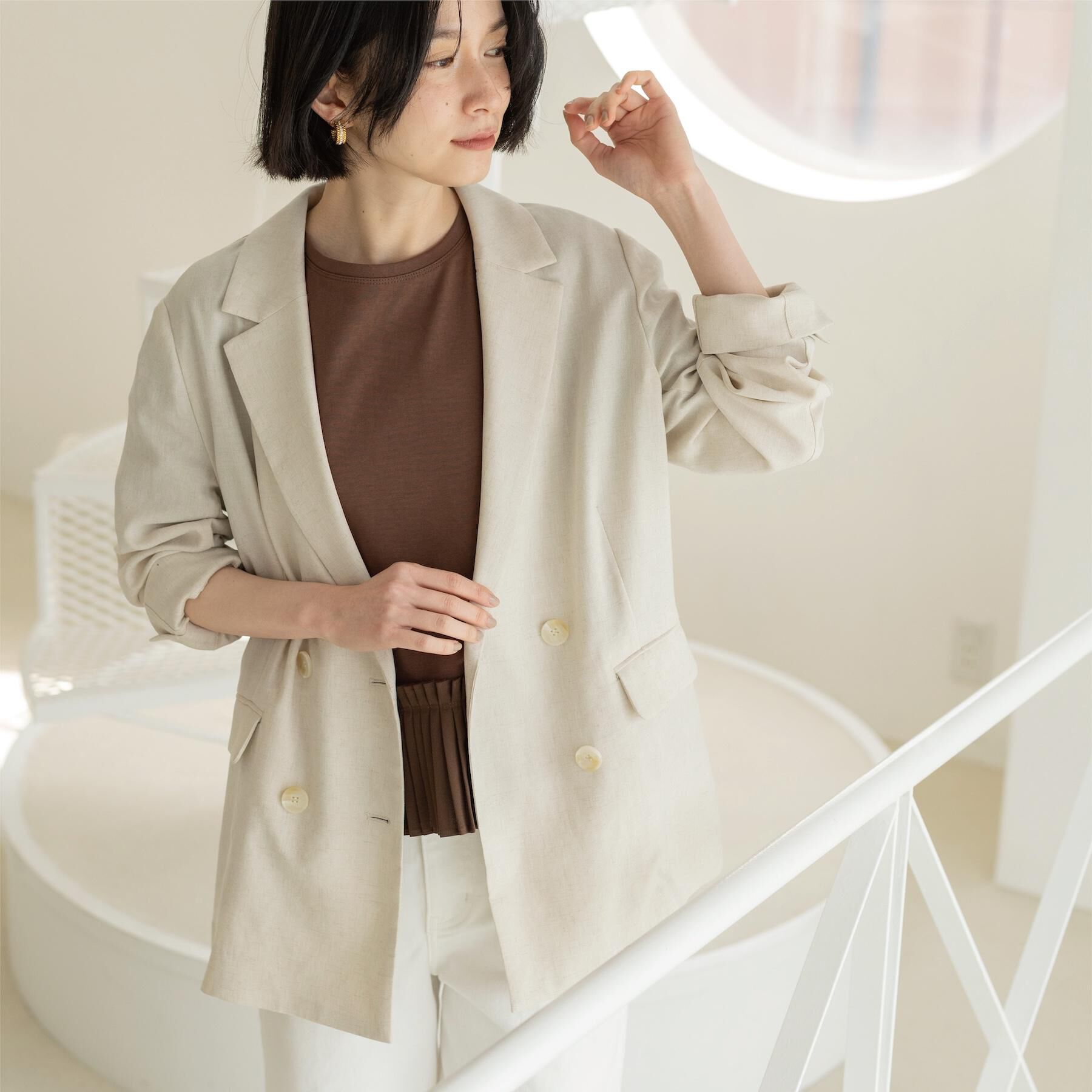 OPAQUE.CLIP「ダブルブレストジャケット【洗える/UVケア/防シワ加工/接触冷感】」|テーラードジャケット|