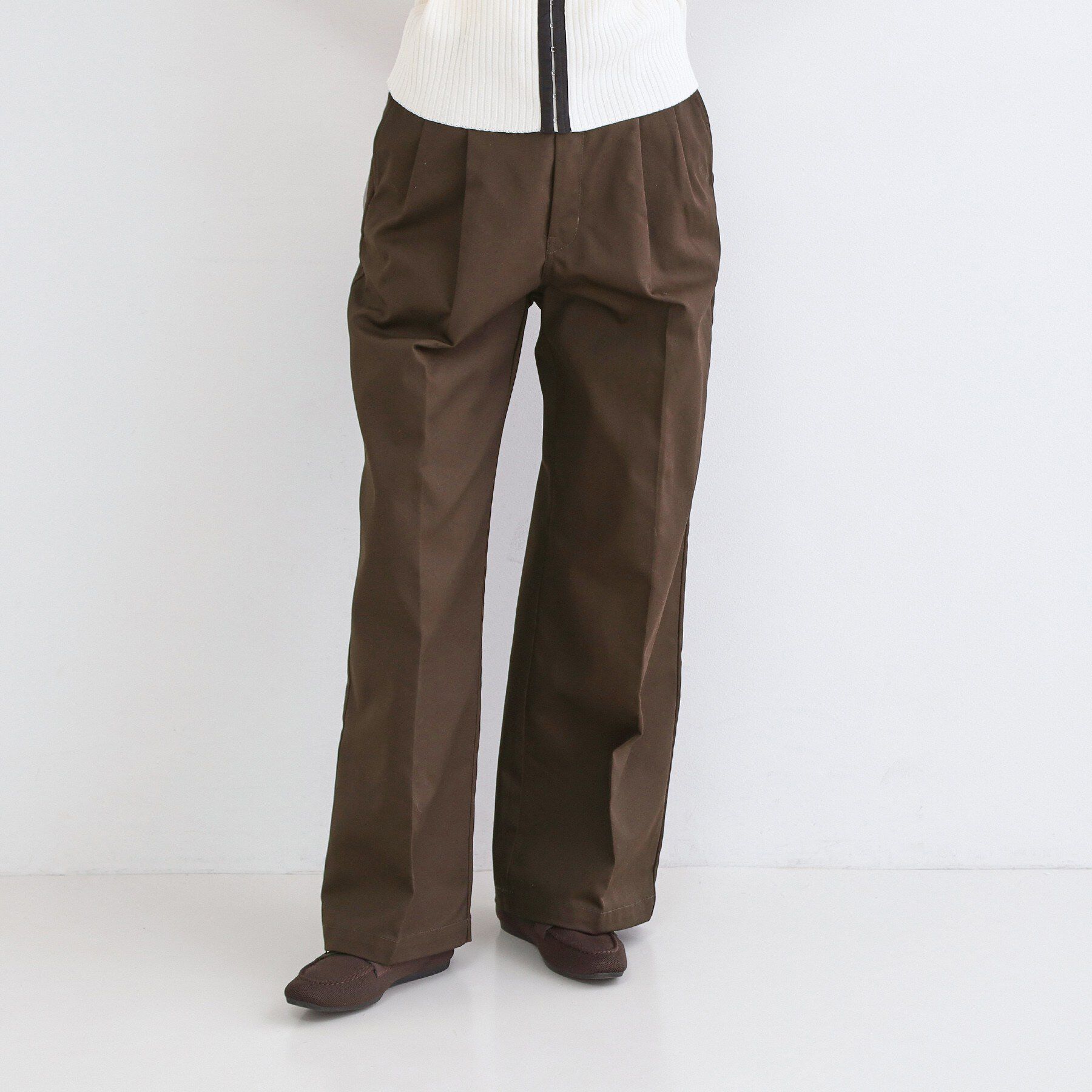 OPAQUE.CLIP「【Dickies(R)&times;OPAQUE.CLIP】ツータックワイドパンツ」|その他|ブラウン(044)