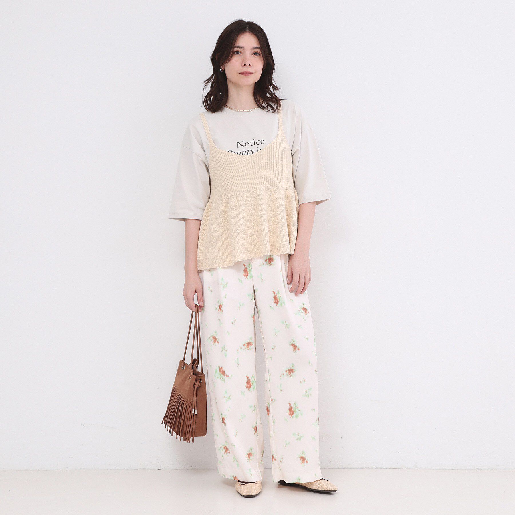 OPAQUE.CLIP「ペプラムキャミソールニット【洗濯機OK】」|キャミソール|