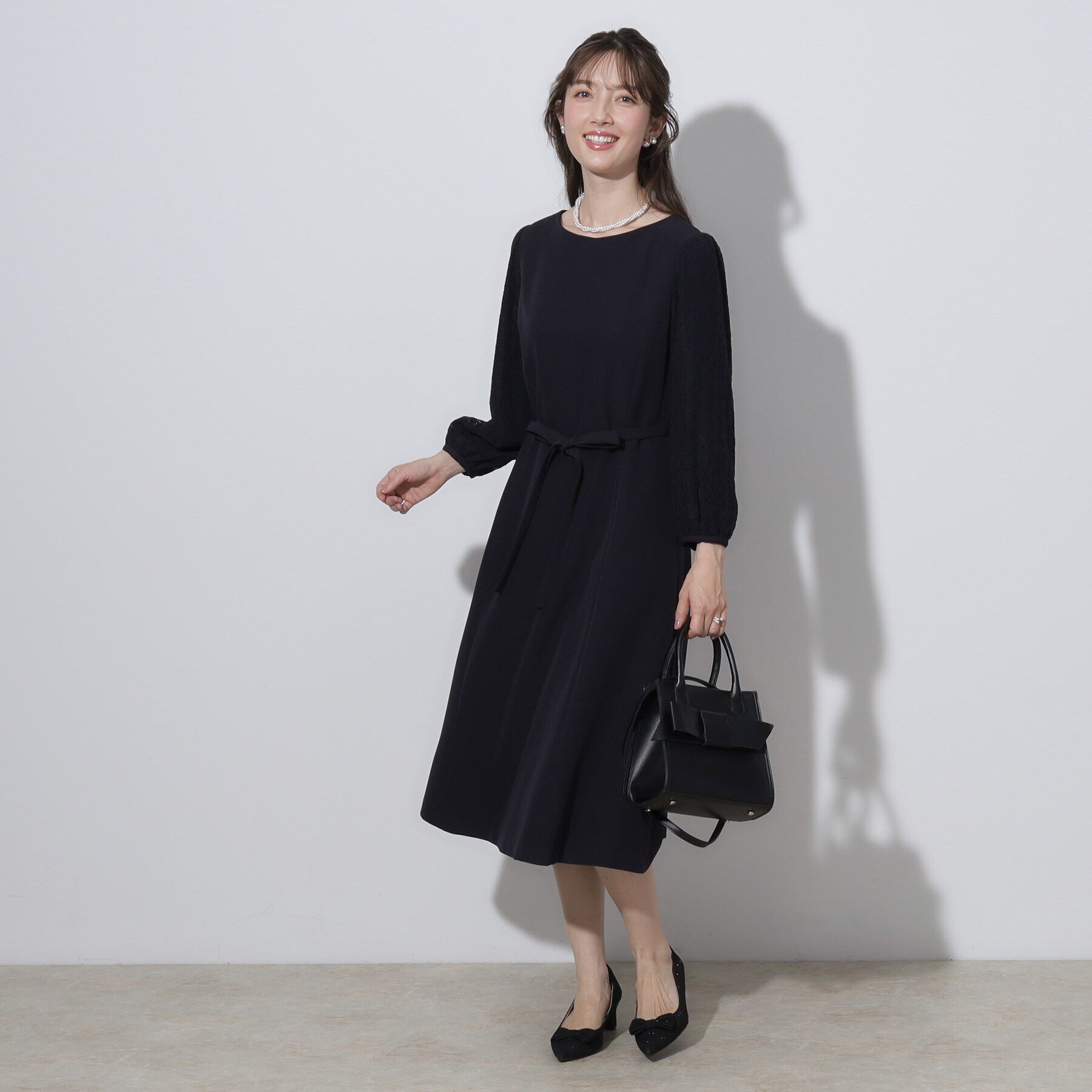 Couture broach「【セレモニーシーン・おでかけにも】袖レースAラインワンピース」|ワンピース|