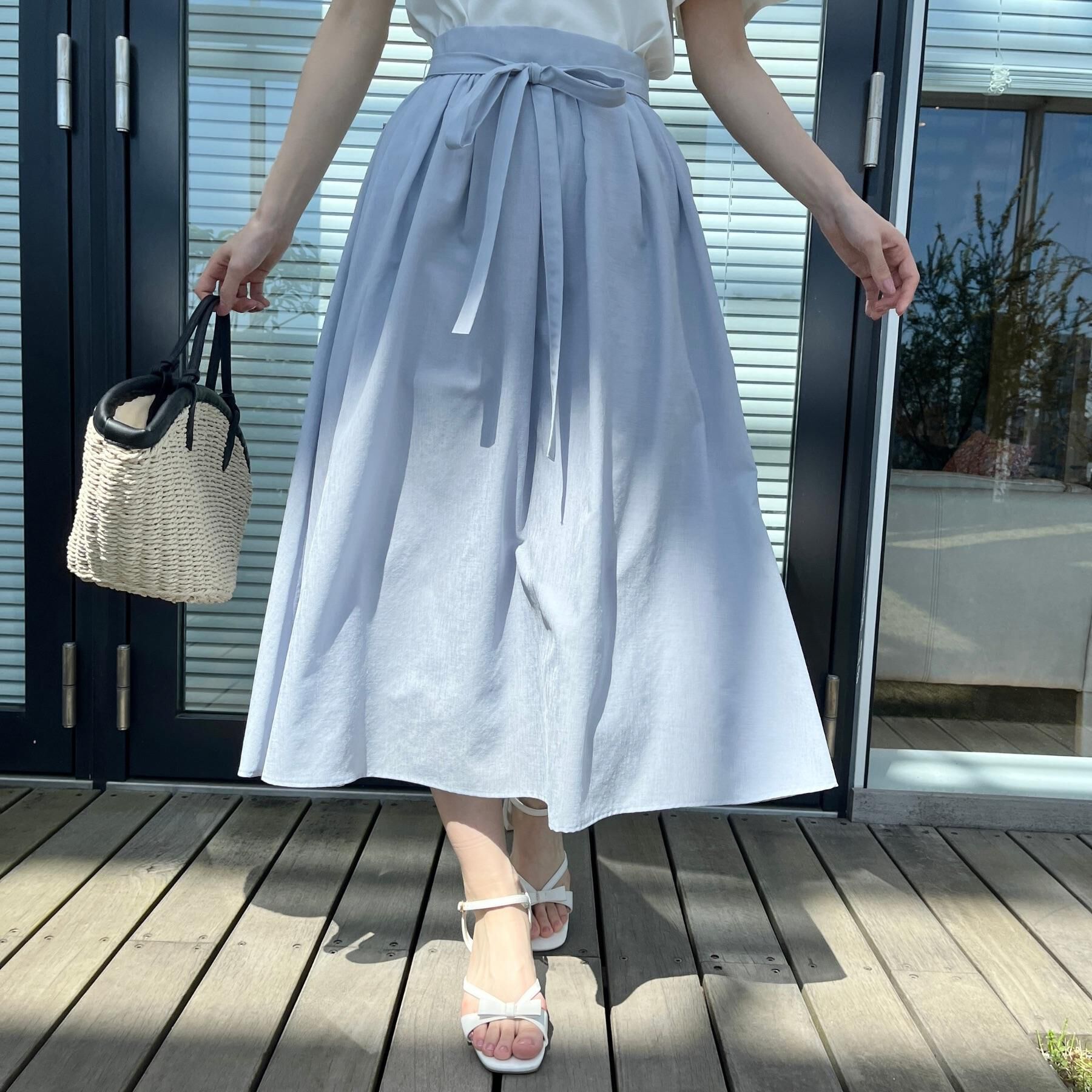 Couture broach「【きれいめ・通勤】細リボン付きパレットボイルスカート」|スカート|