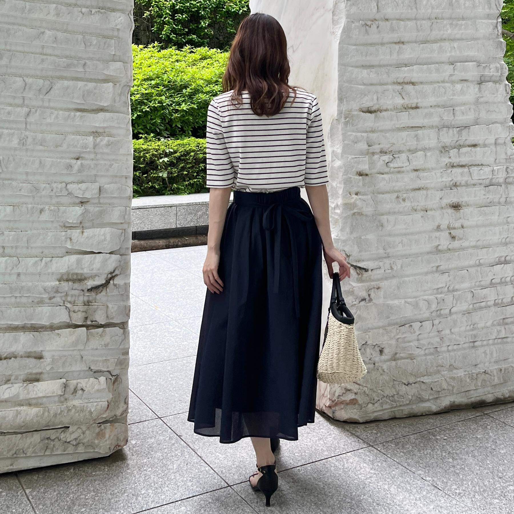 Couture broach「【マシンウォッシャブル・アンチピリング・二の腕カバー】ハートネックテレコ5分袖プルオーバー」|Tシャツ・カットソー|