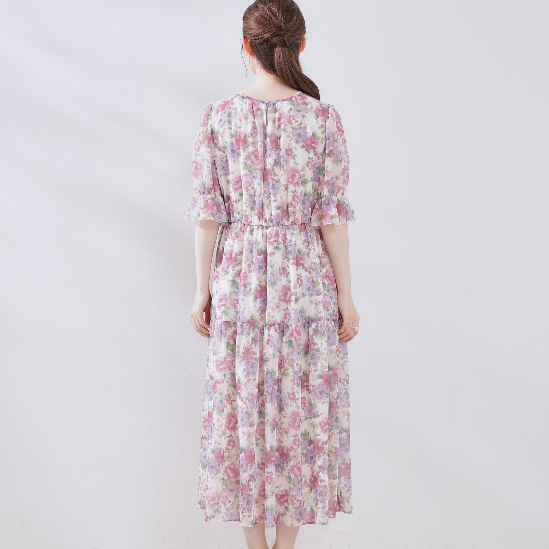 Couture broach「【一枚で着映える・大人可愛い】かすれプリント楊柳ワンピース」|ワンピース|