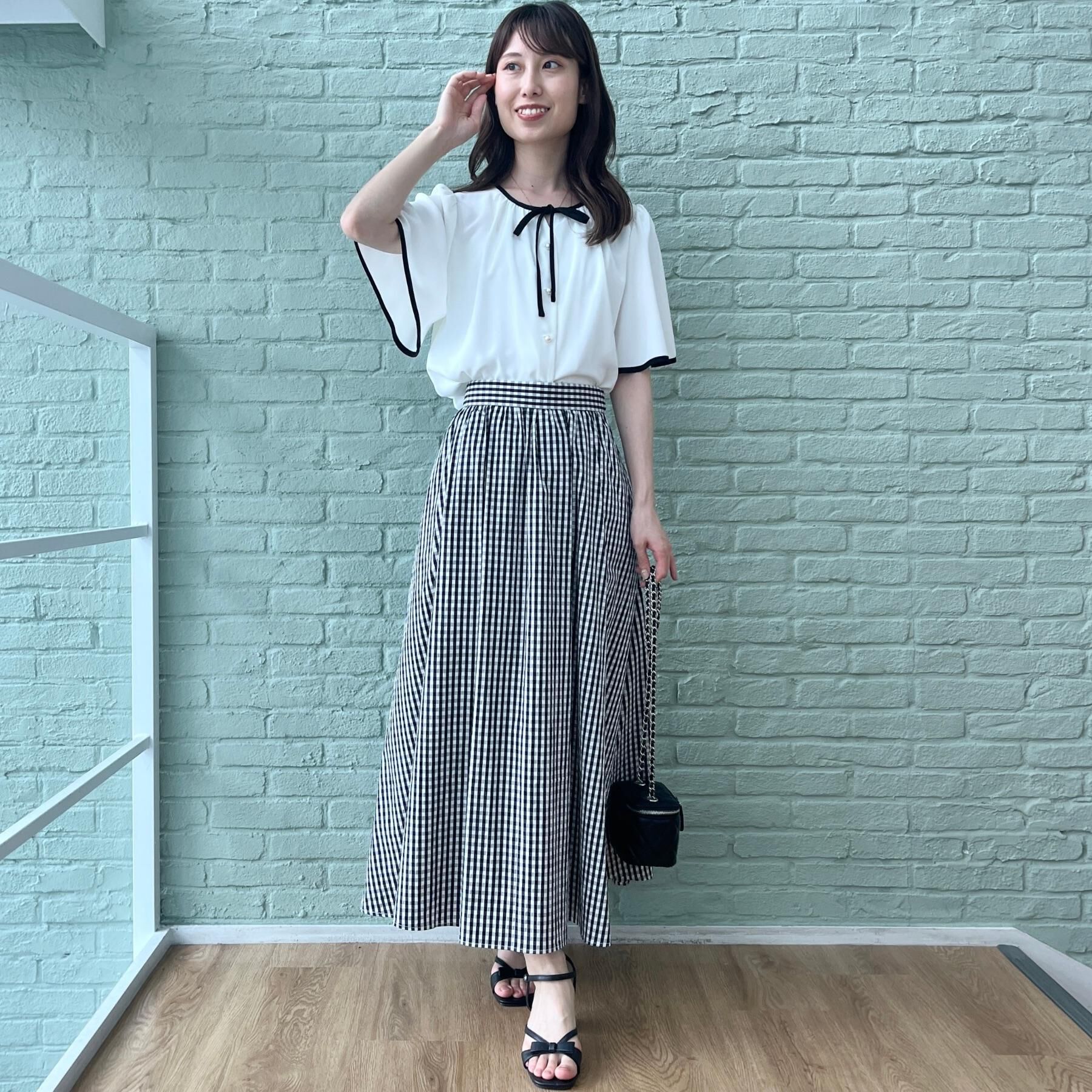 Couture broach「【きれいめ・二の腕カバー・通勤】配色フレア2WAYブラウス」|シャツ・ブラウス|