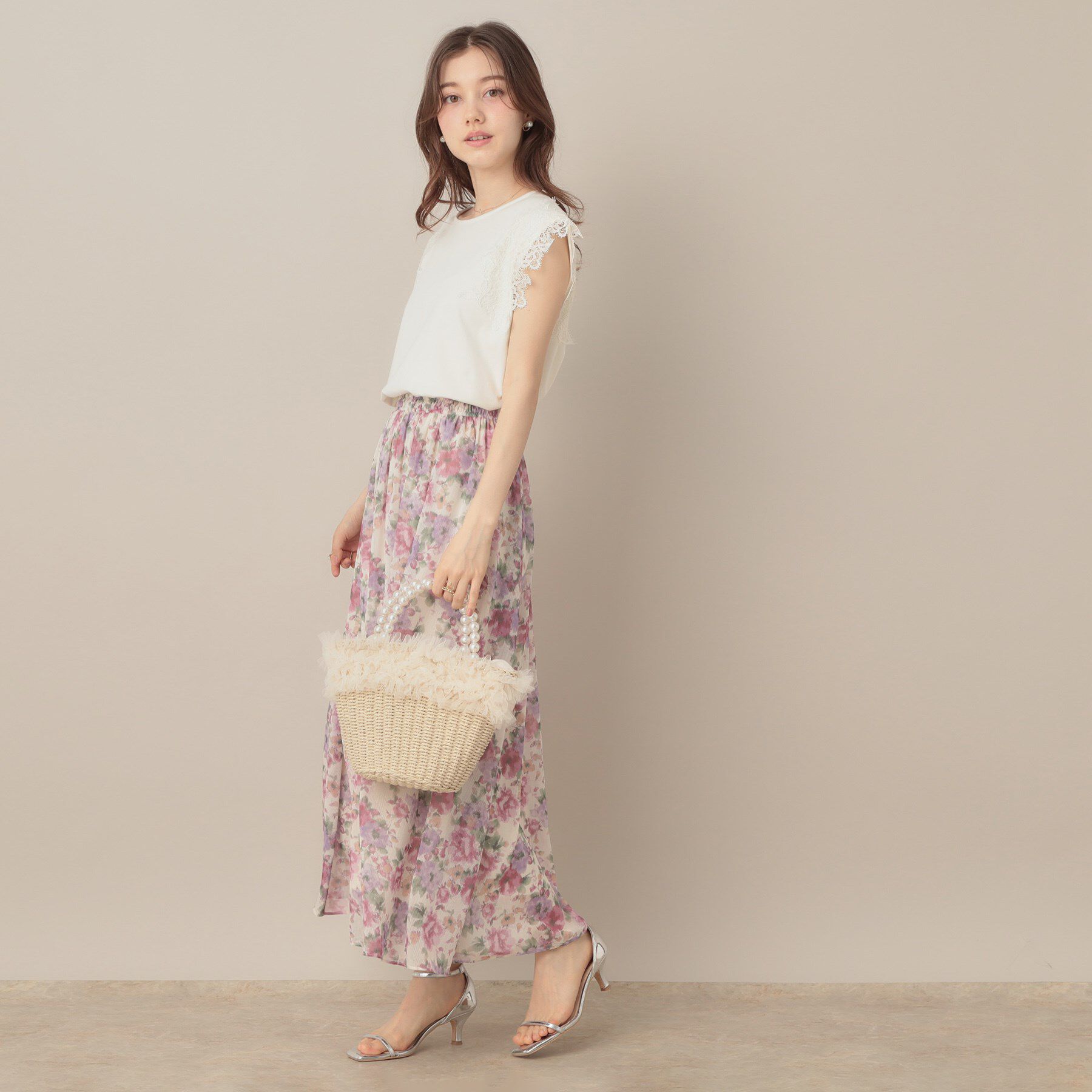 Couture broach「【マシンウォッシャブル・UVケア・接触冷感】フレンチ肩レースカットソー」|Tシャツ・カットソー|