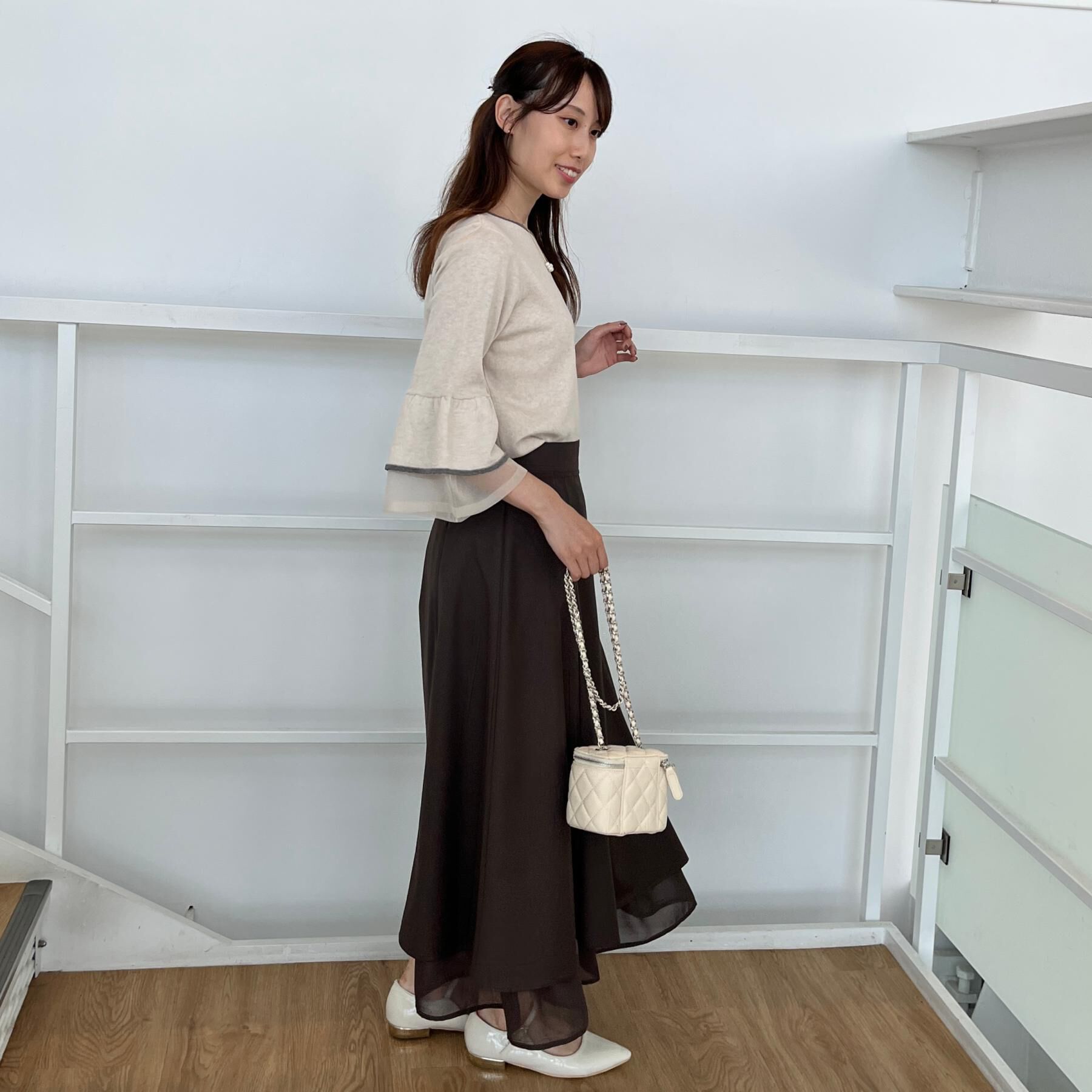 Couture broach「【マシンウォッシャブル・美シルエット】裾シアーフレアスカート」|スカート|