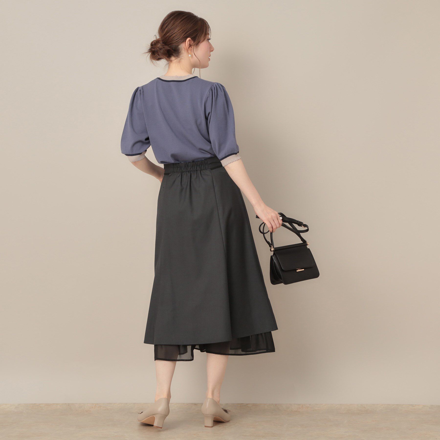Couture broach「【マシンウォッシャブル・美シルエット】裾シアーフレアスカート」|スカート|