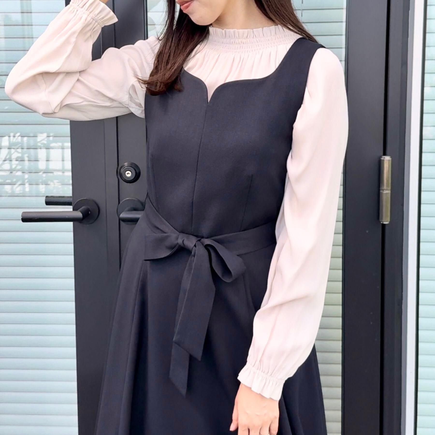 Couture broach「【きれいめ・通勤】RTピケ前後2WAYシャーリングブラウス」|シャツ・ブラウス|