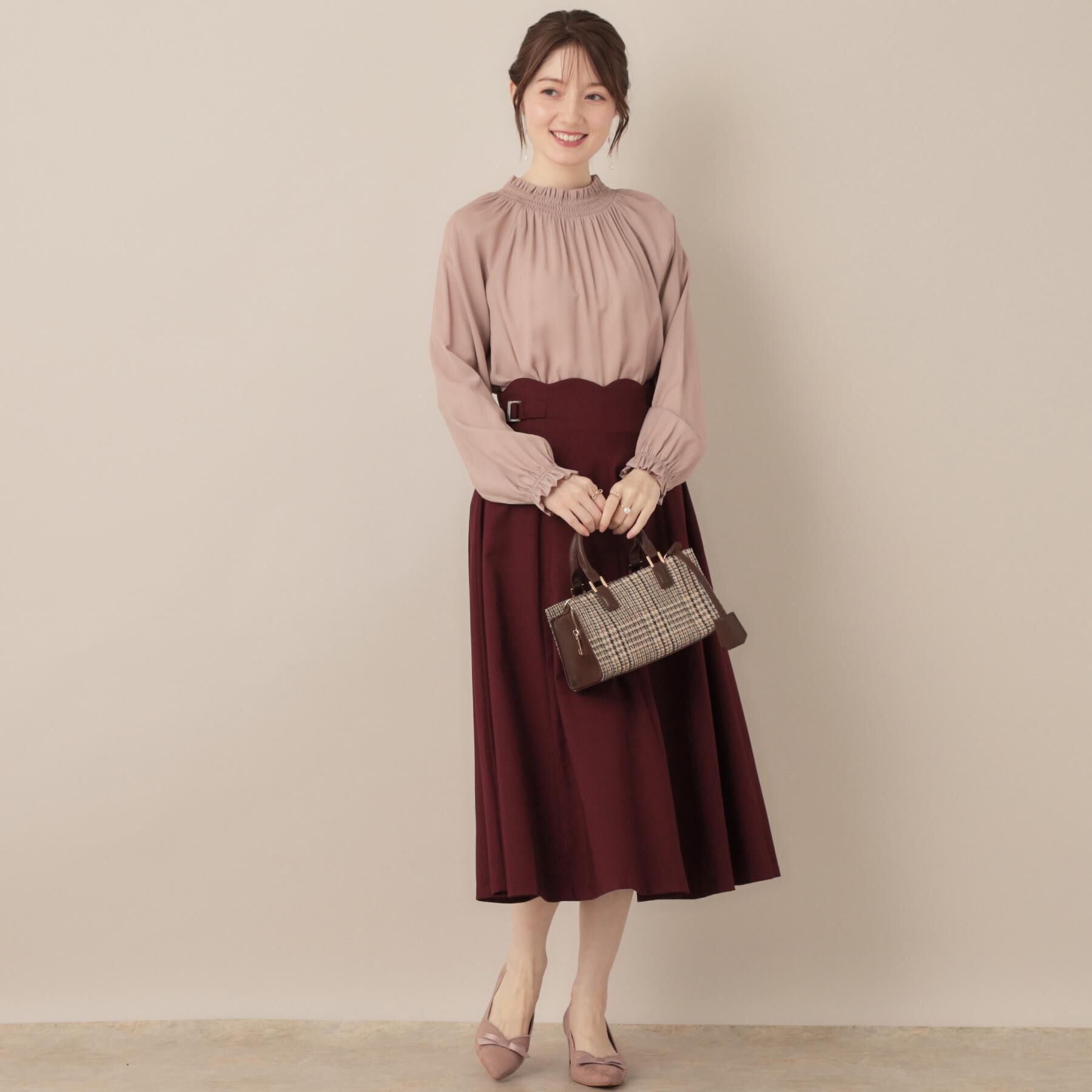 Couture broach「【きれいめ・通勤】RTピケ前後2WAYシャーリングブラウス」|シャツ・ブラウス|